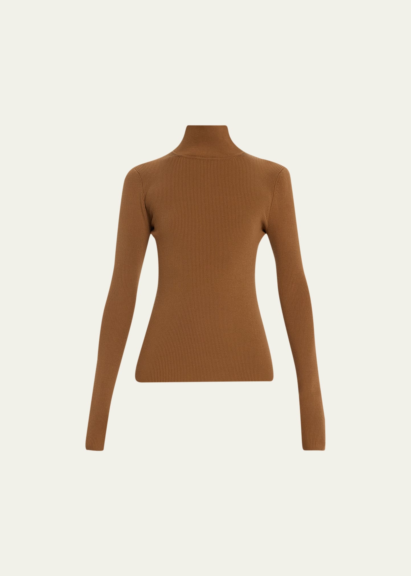 Michael Kors Merino Wool Ribbed Turtleneck Sweater In Chestnut