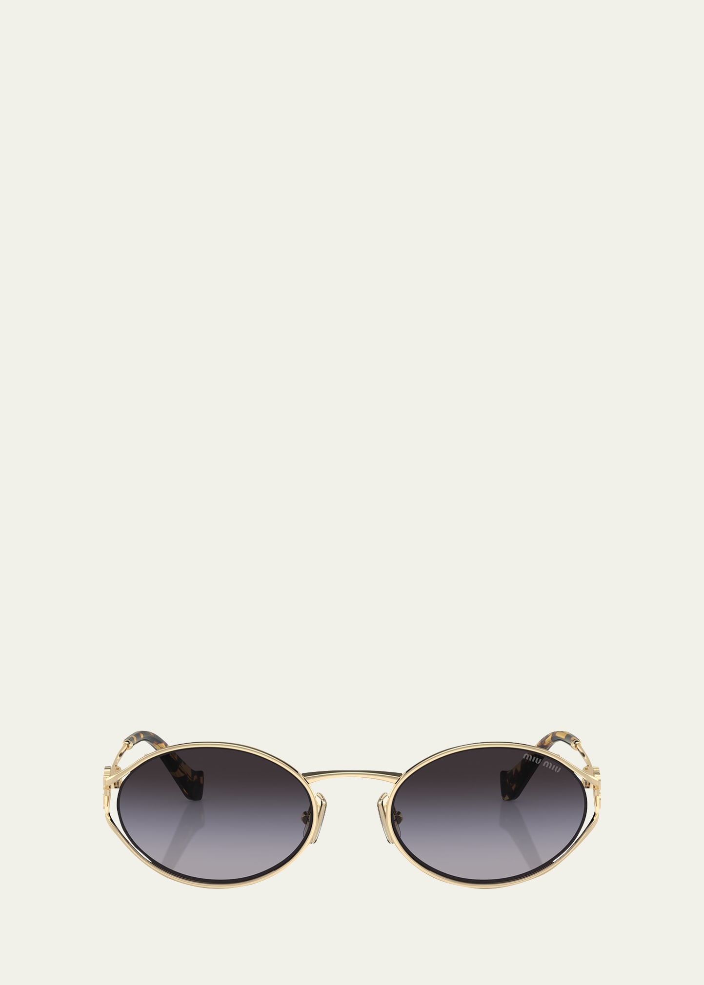Miu Miu Womens Gold Mu 52ys Round-frame Tinted-lens Metal Sunglasses In Pale Gold