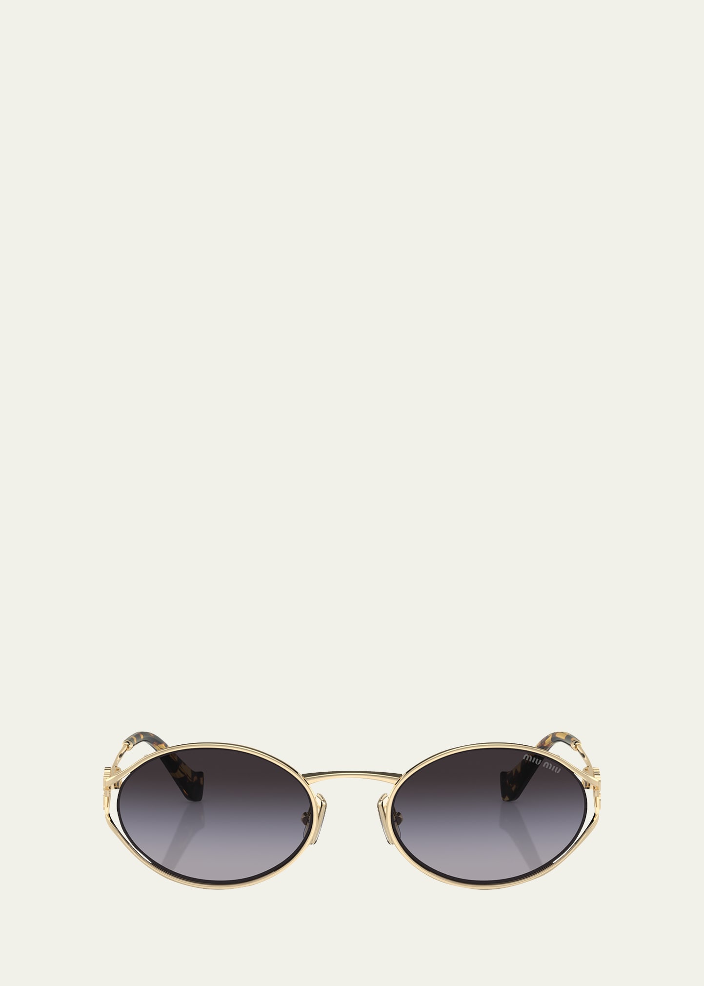 Miu Miu Cut-out Metal & Plastic Oval Sunglasses In Pale Gold