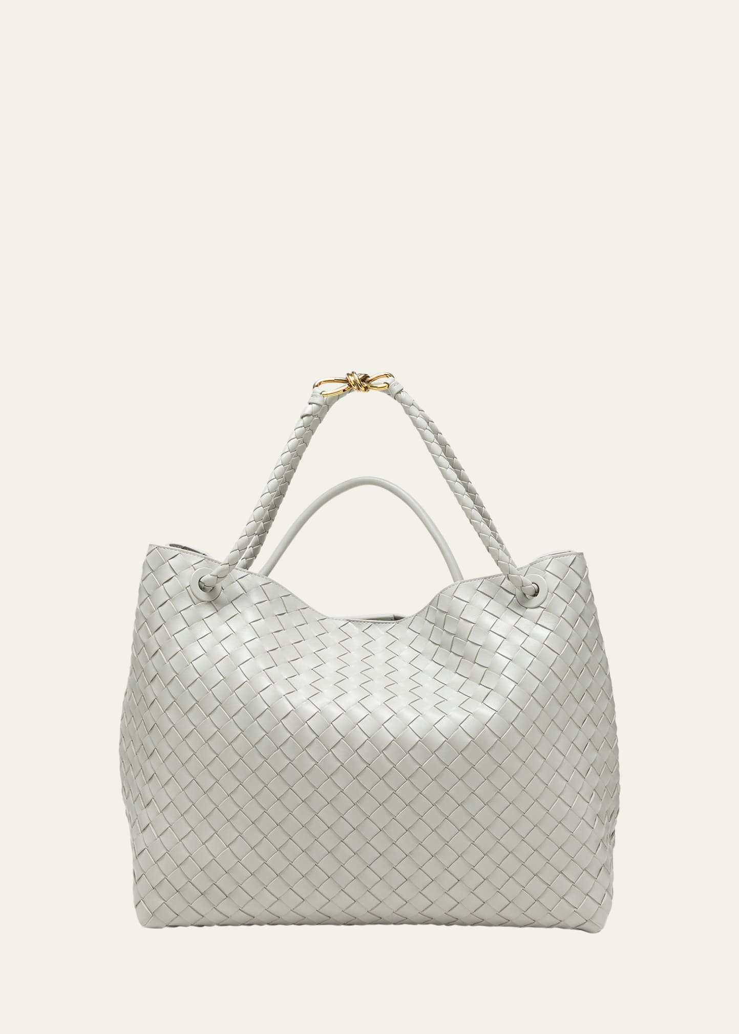 Bottega Veneta Small Hop Hobo Bag in 1432 Oyster-Muse Brass