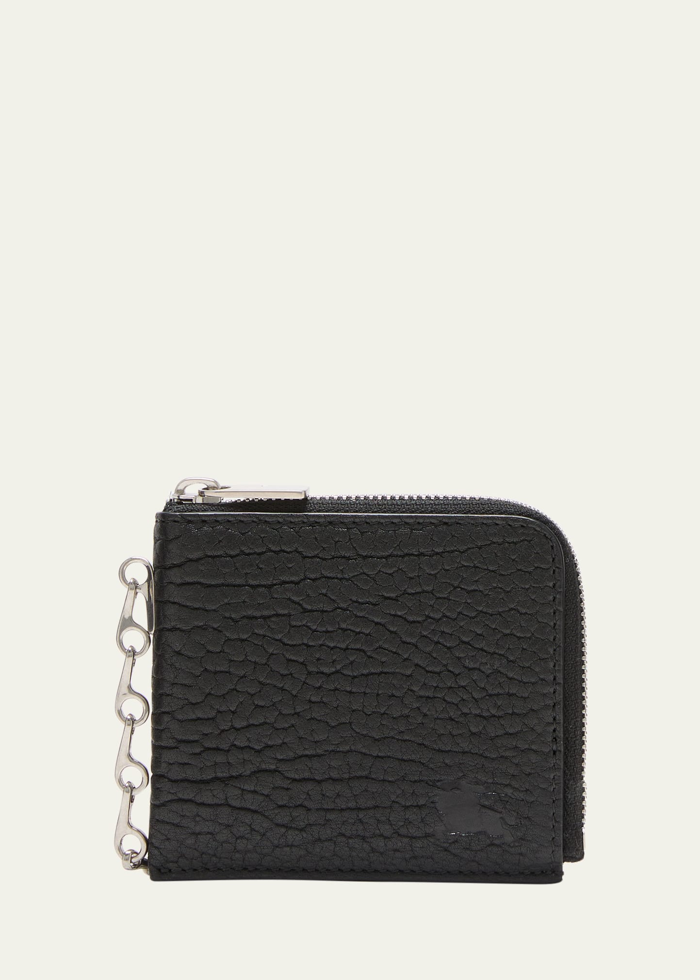 Burberry Men's Leather B Chain Zip Wallet In Black