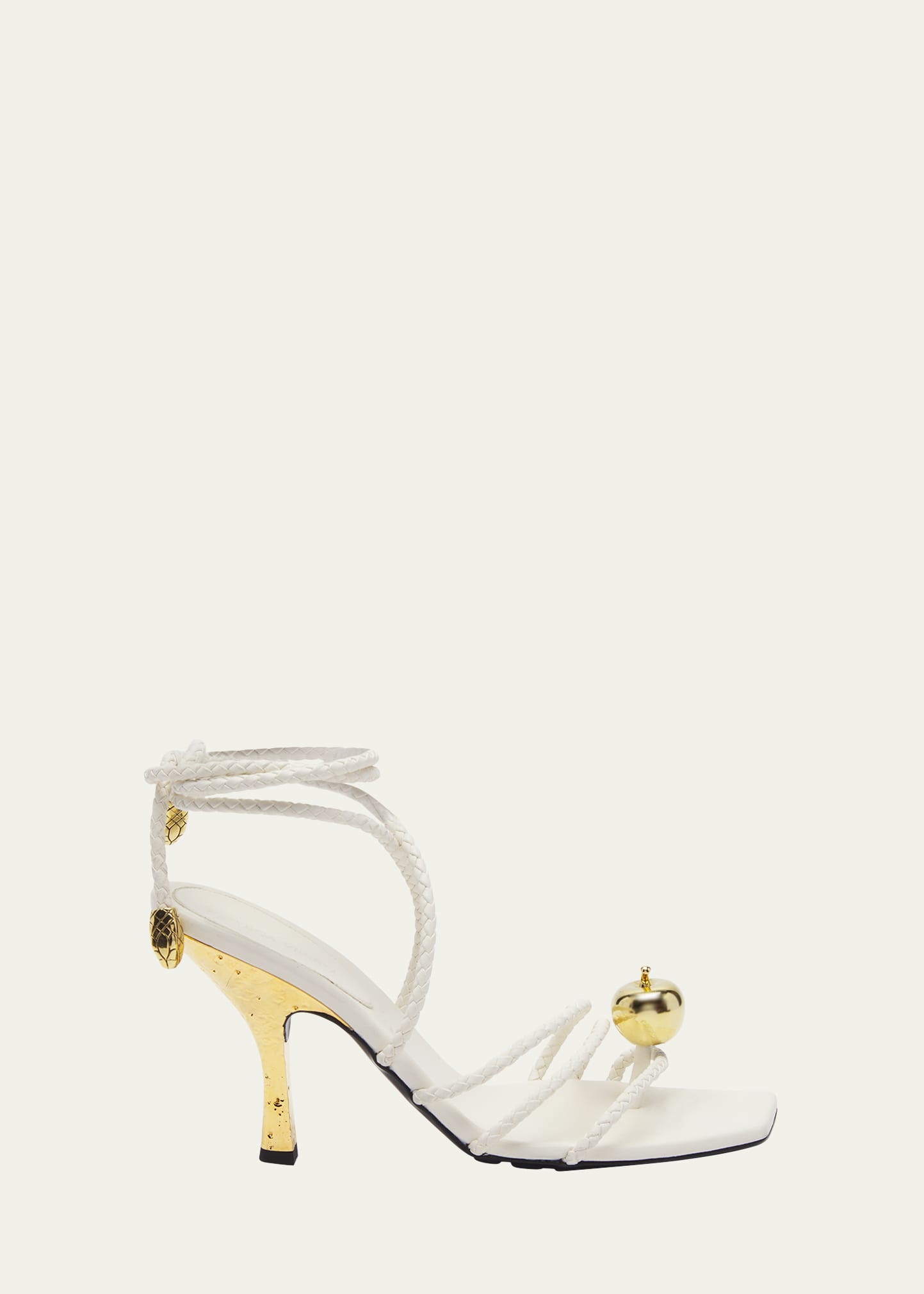 Bottega Veneta Adam Embellished Intrecciato Leather Sandals In 9013 White