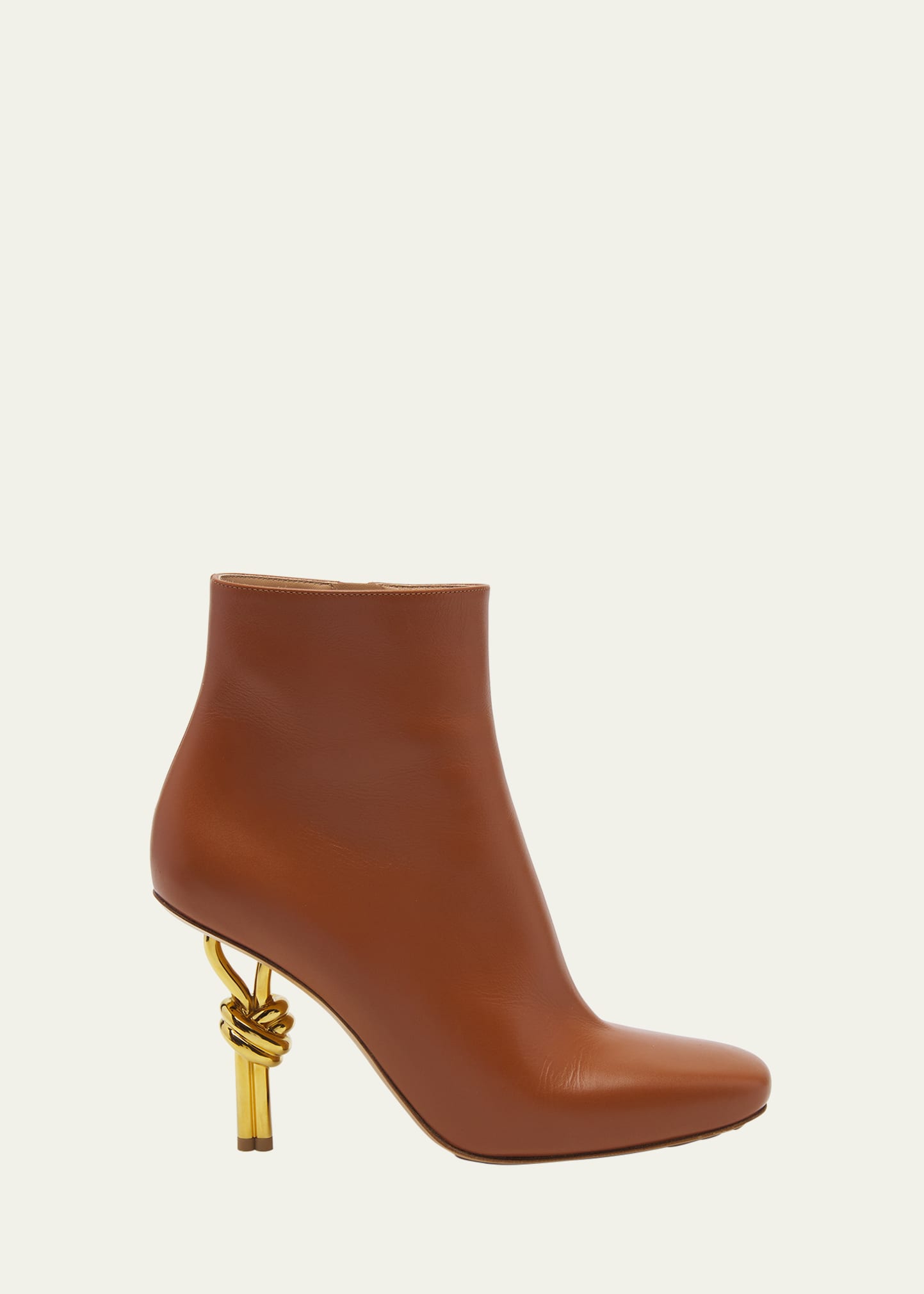 Leather Knot-Heel Ankle Boots