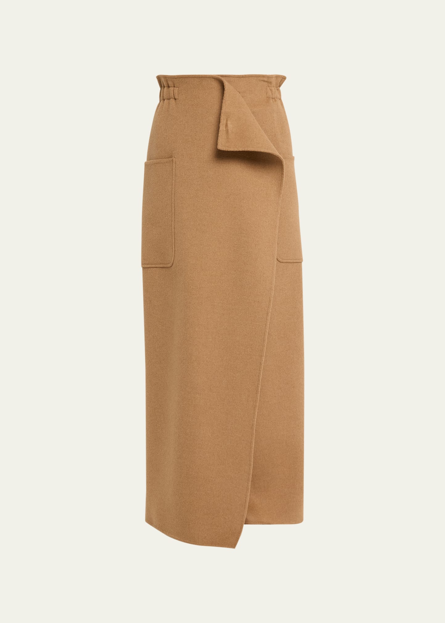 Max Mara Carbone Paperbag Maxi Skirt In Camel