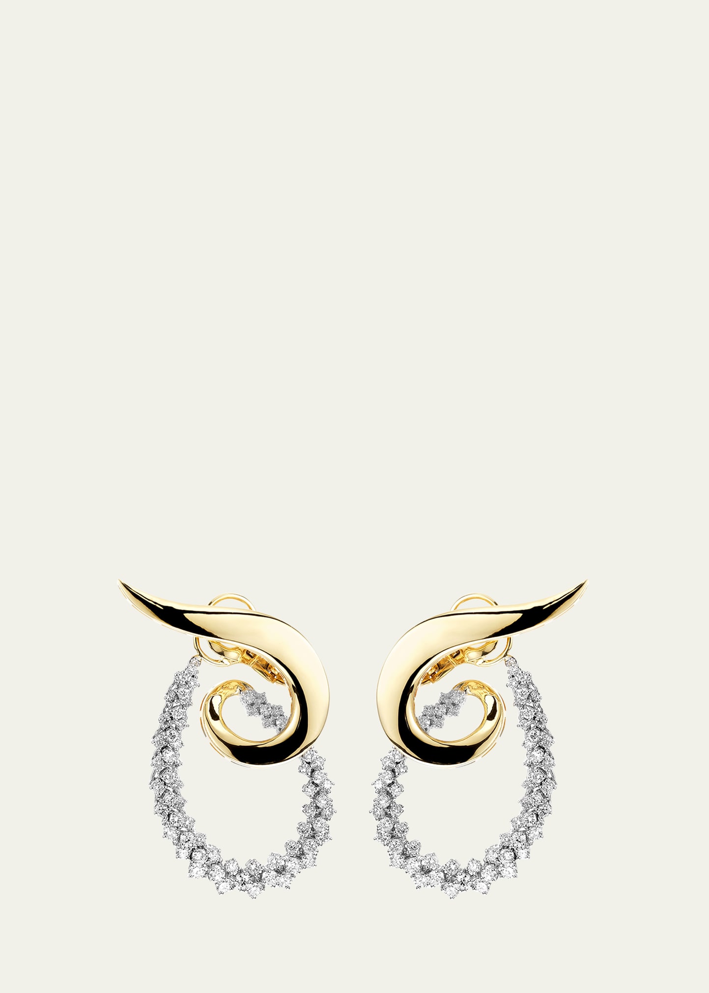 Yeprem 18k Golden Strada Drop Earrings With Diamonds