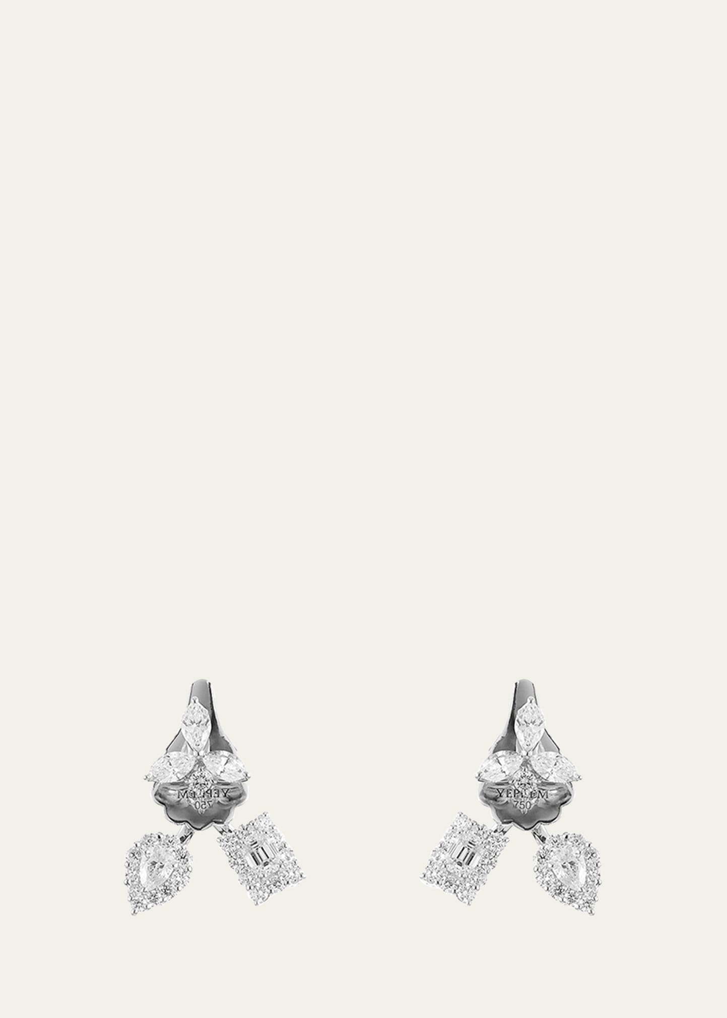 Yeprem 18k White Gold Earrings With Diamonds In Metallic