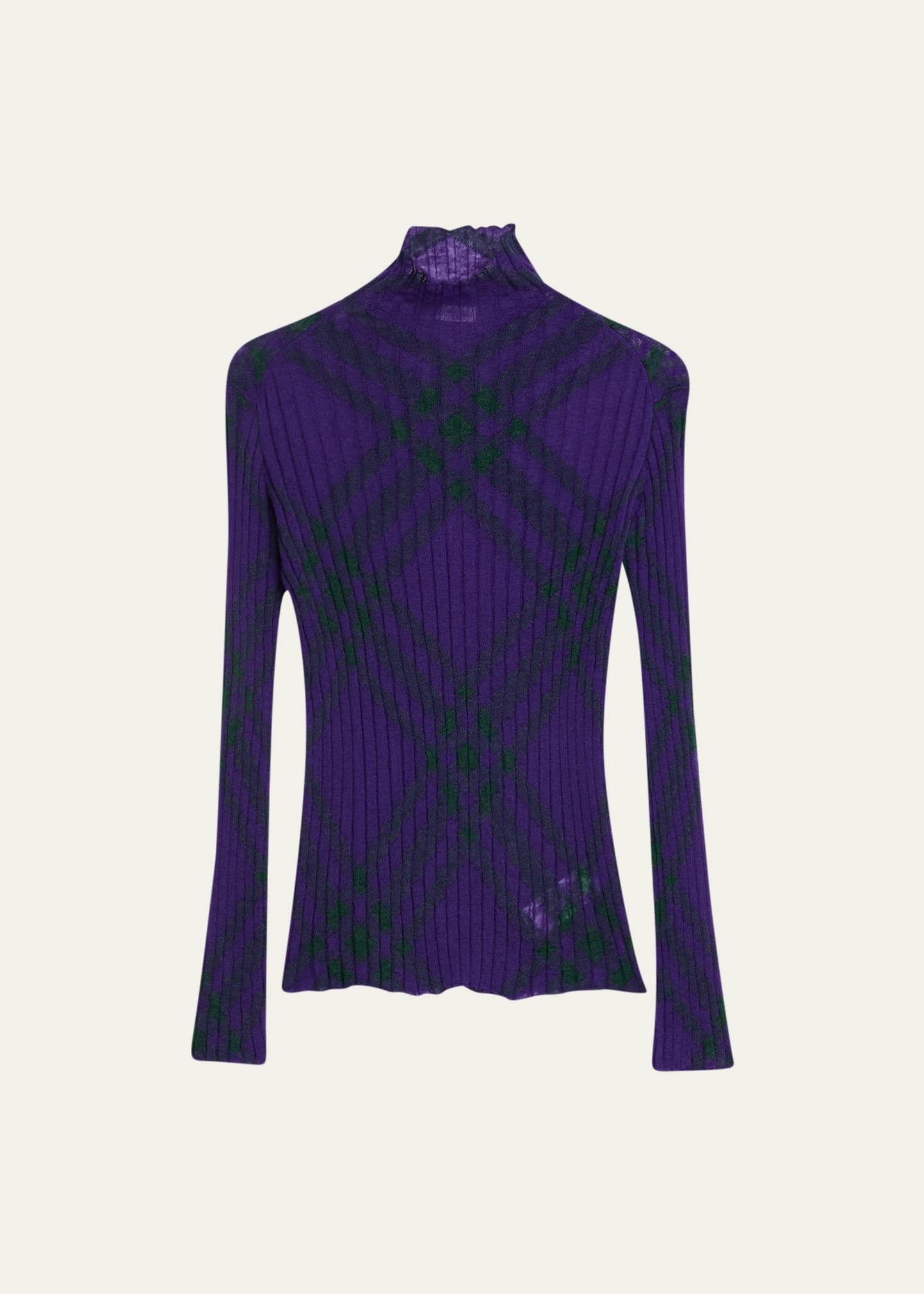 Shop Burberry Signature Check Wool Knit Turtleneck In Royal Ip Check