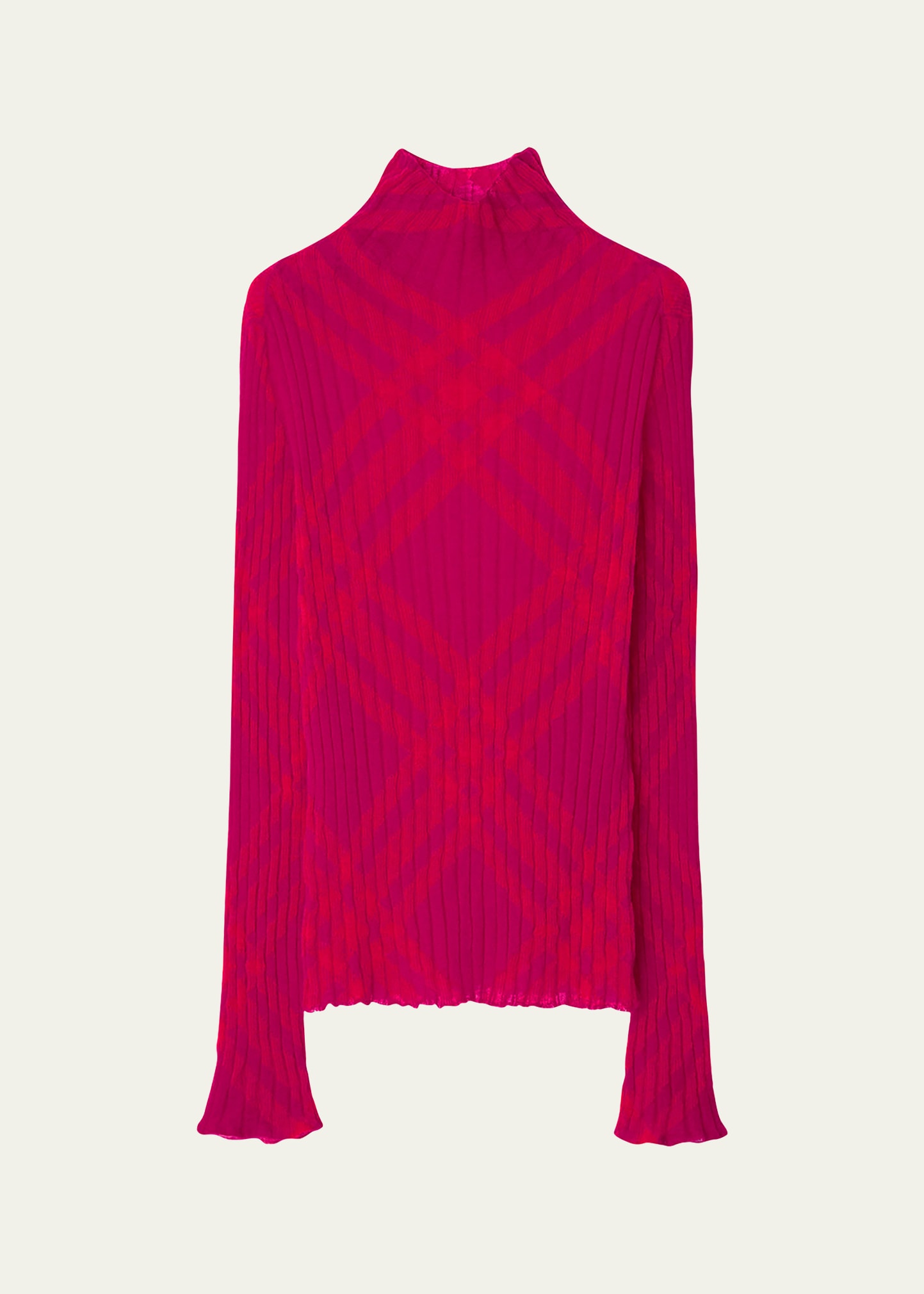Check Knit Turtleneck Sweater