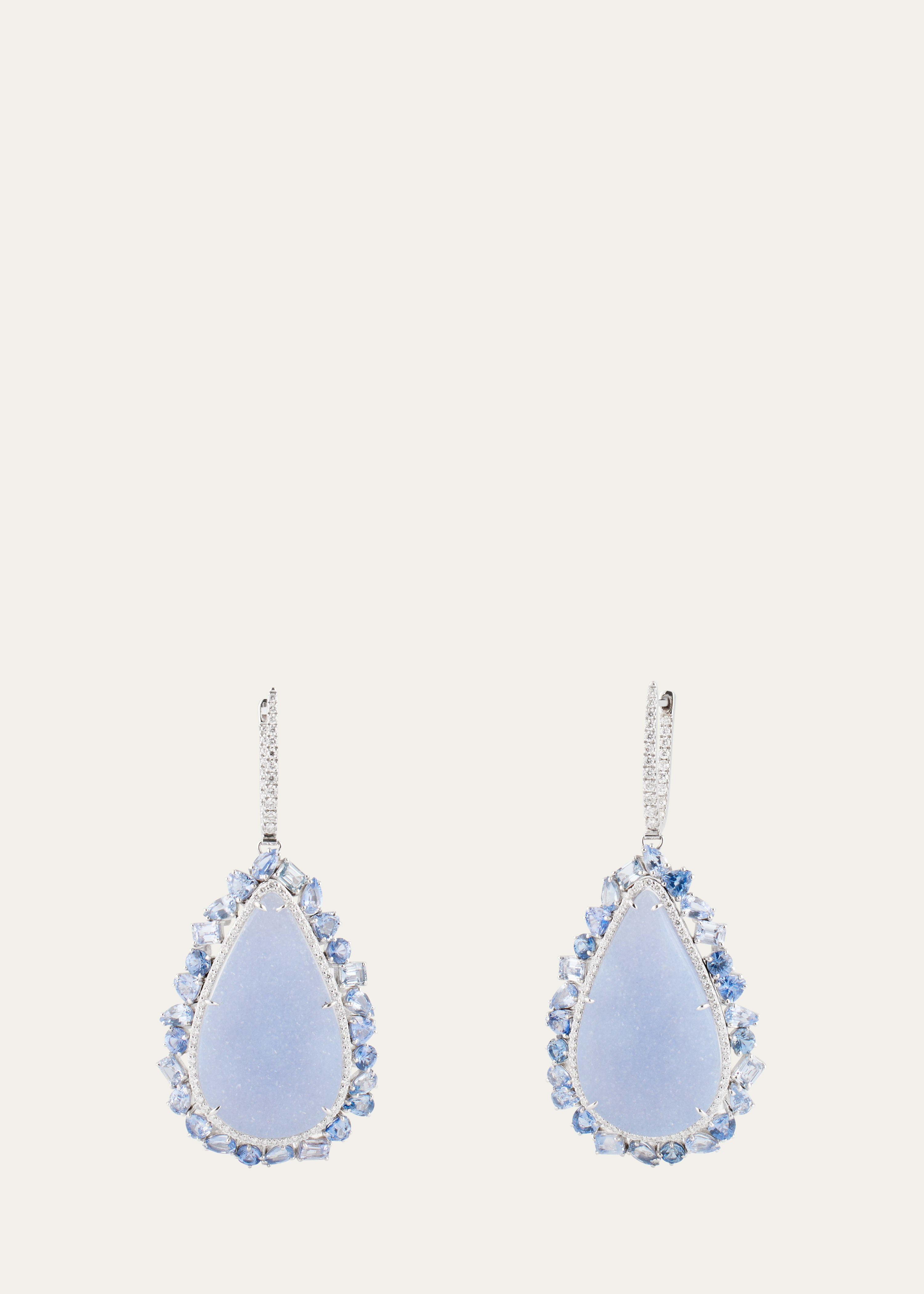 Kimberly Mcdonald Chalcedony, Diamond, And Blue Sapphire Drop Earrings