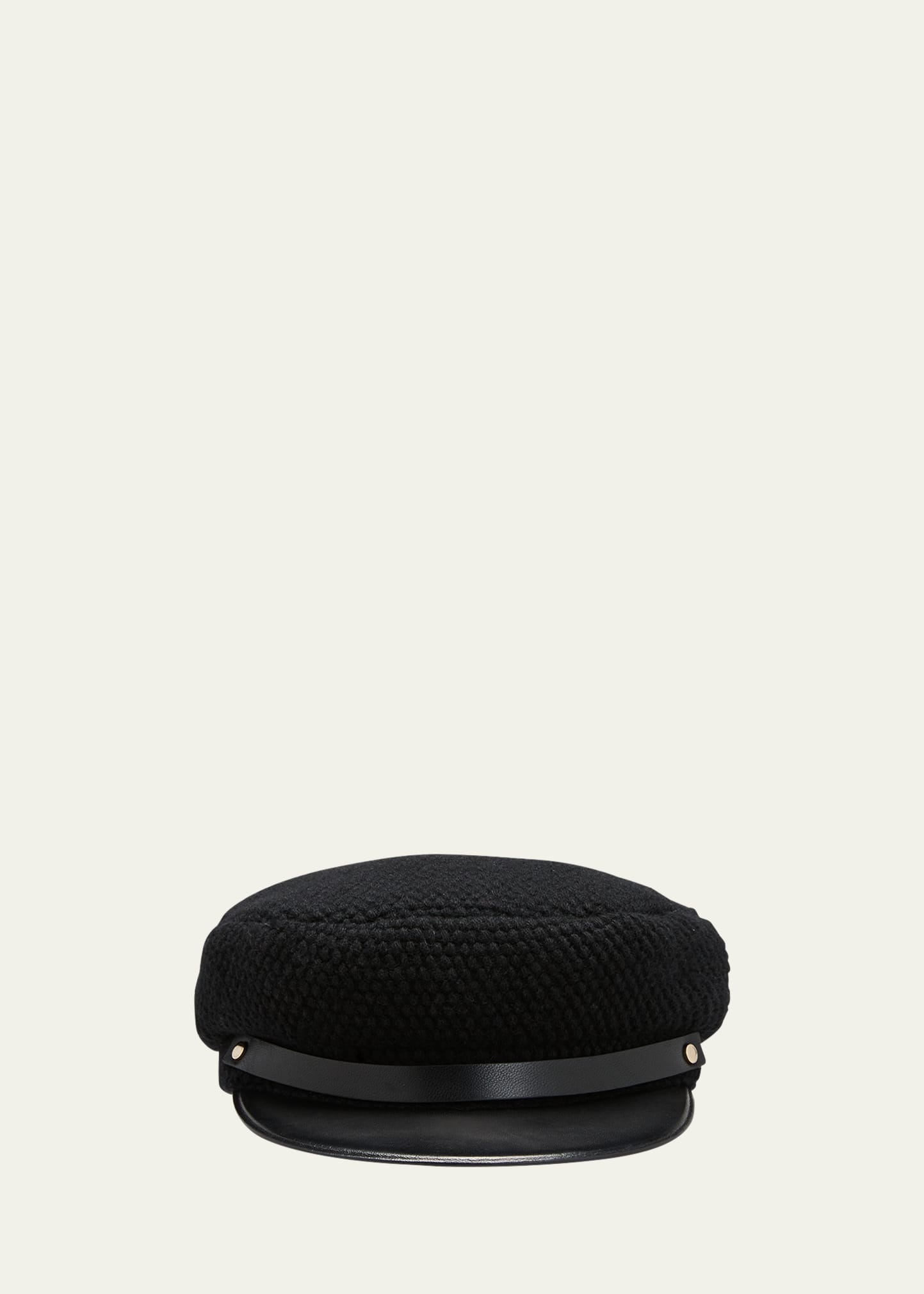 Inverni Woven Cashmere-blend Newsboy Cap In 9400 Black