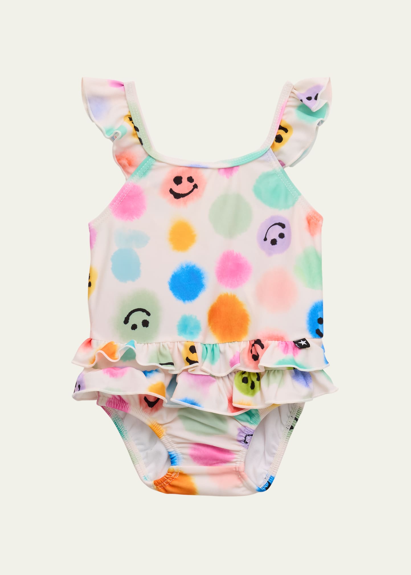 Girl's Nalani Happy Face-Print Swimsuit, Size Newborn-3