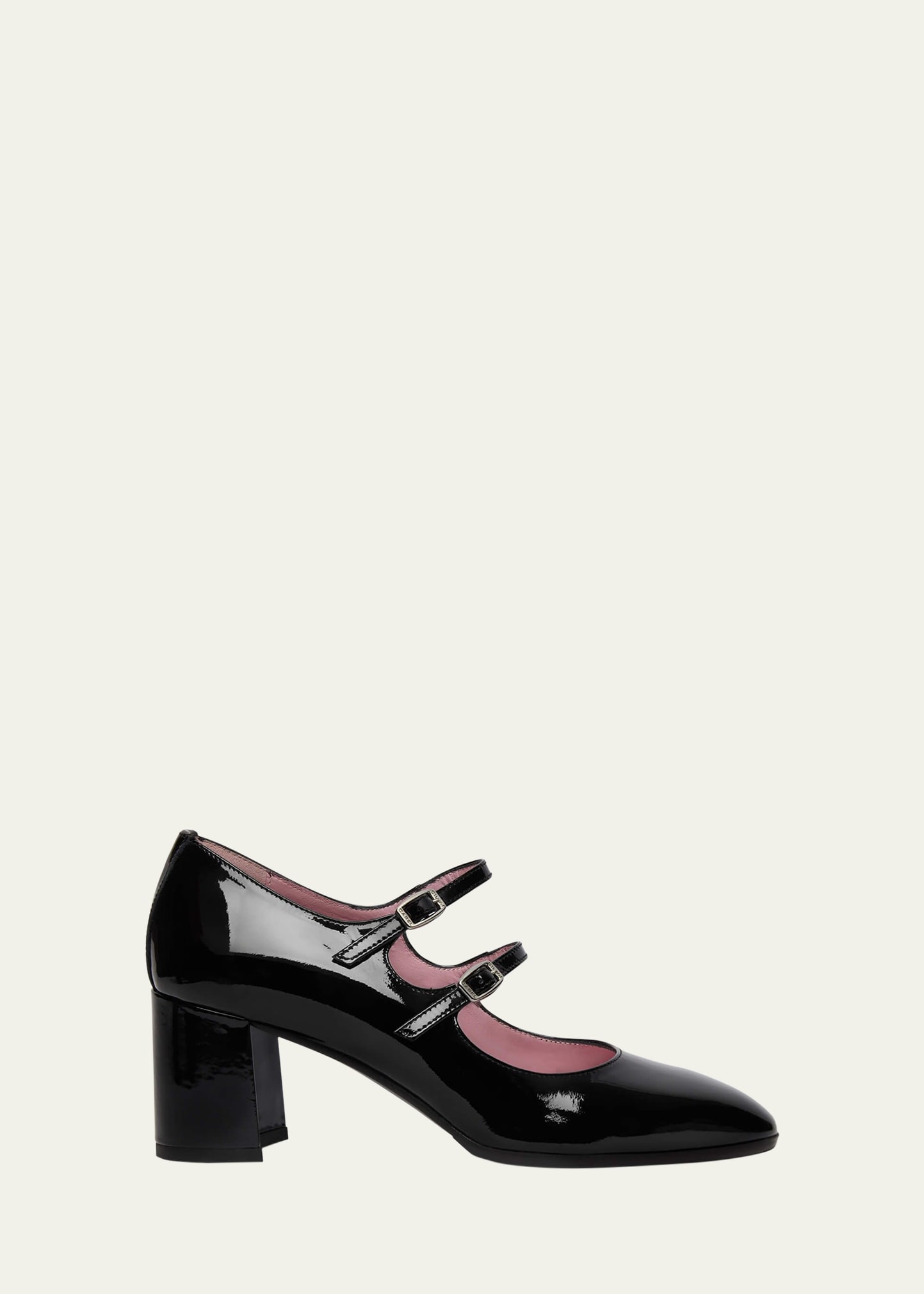 Carel Alice Patent Mary Jane Duo Pumps In Vernis Noir