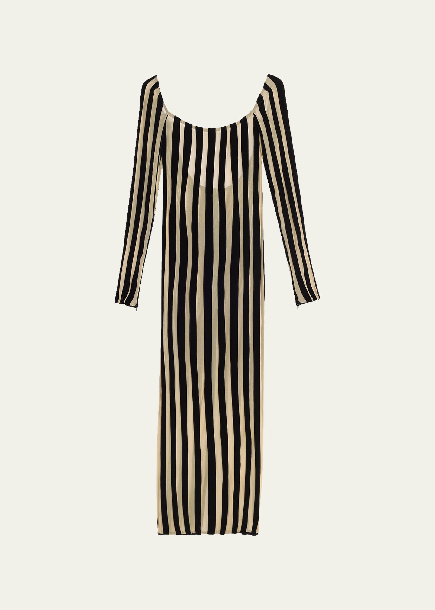 Sheer Striped Midi Dress