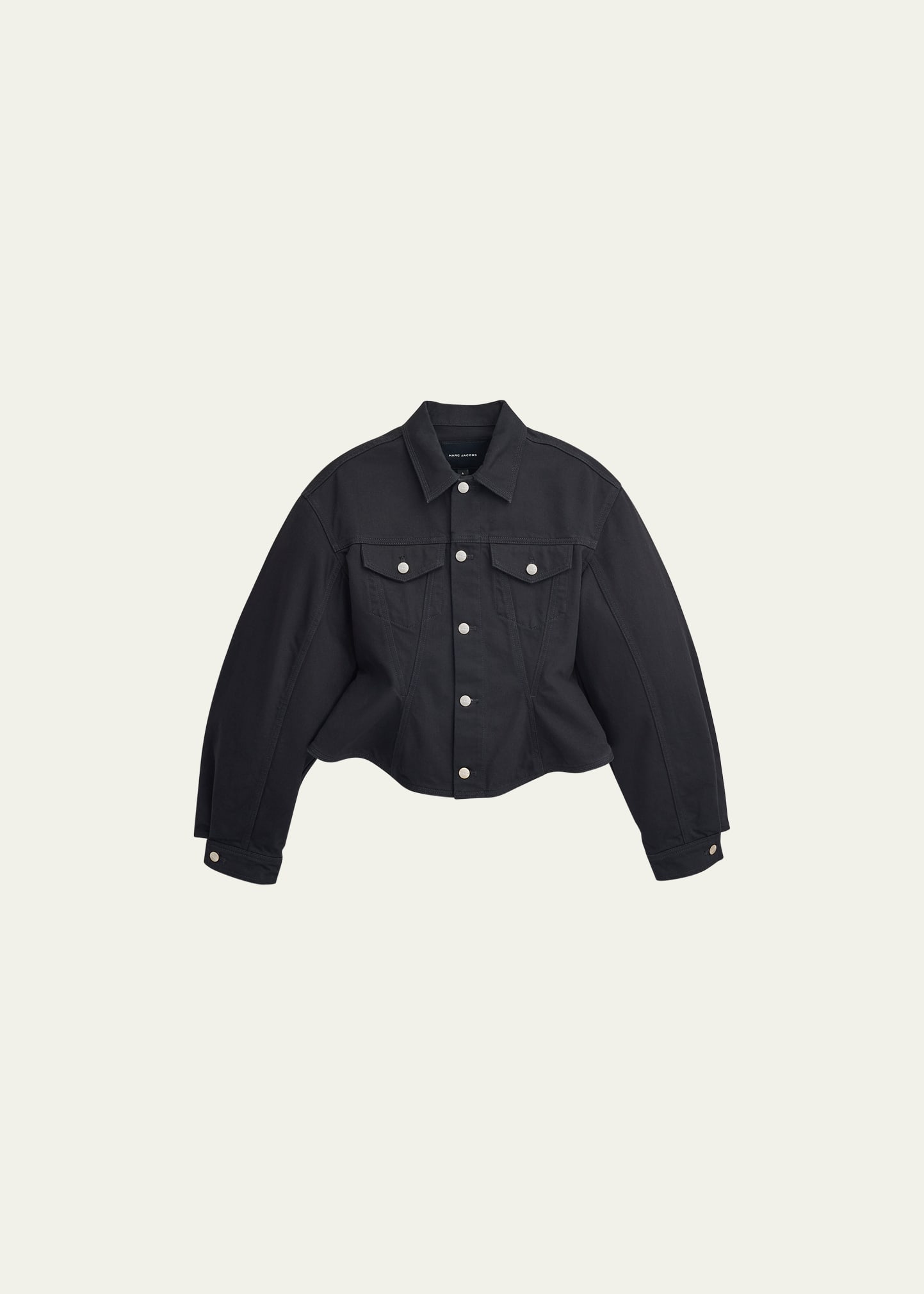 Shop Marc Jacobs Fluted Denim Jacket In Black
