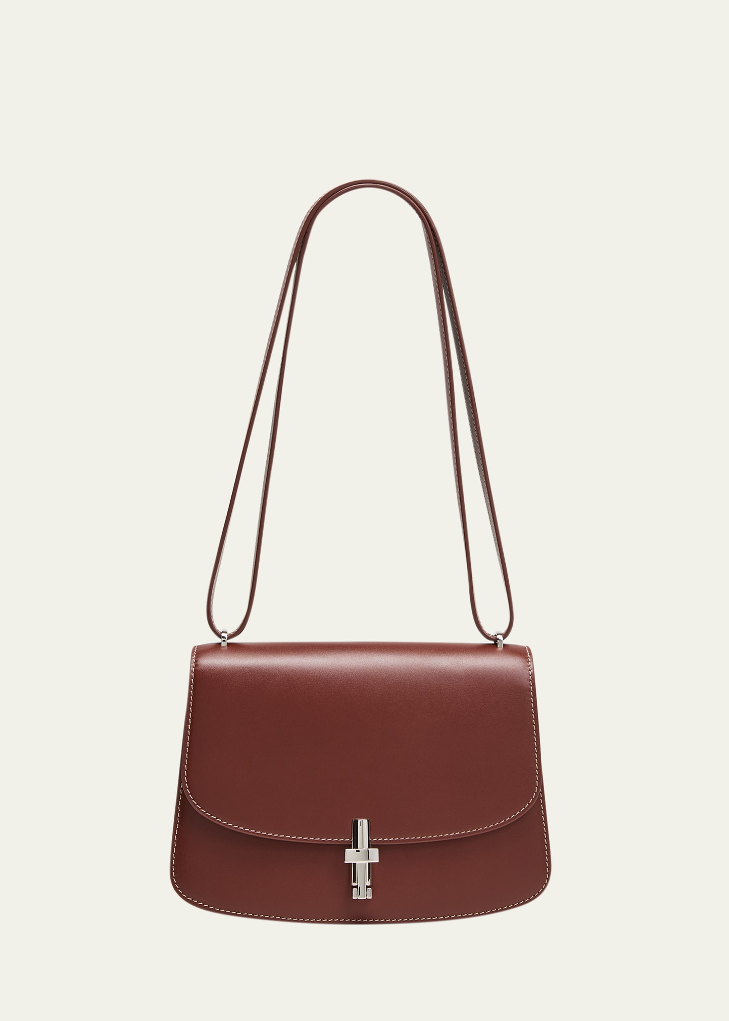The Row Sofia Saddle Crossbody Bag In Box Leather In Chywd Cherry Wood