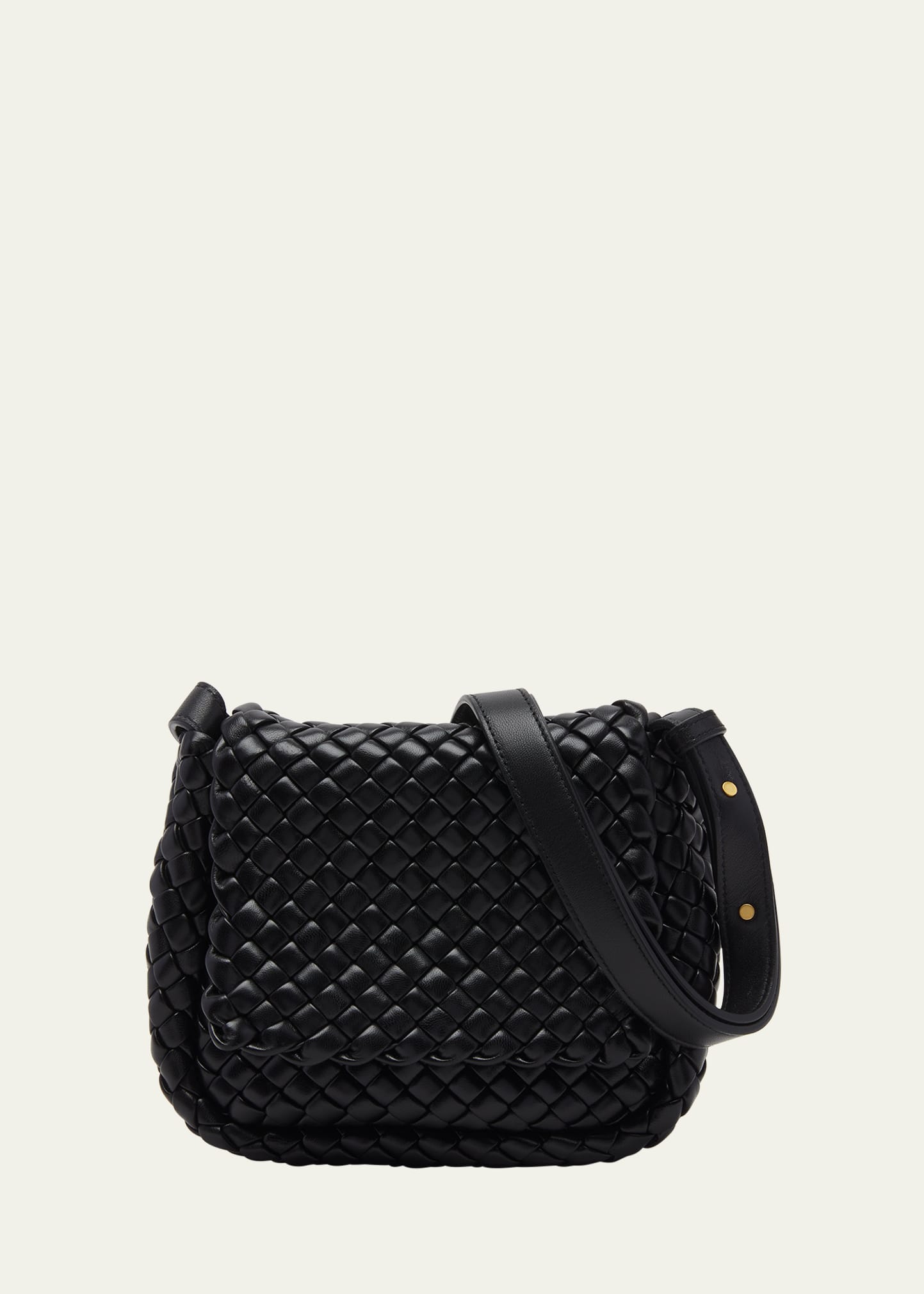 Shop Bottega Veneta Mini Cobble Shoulder Bag In Black-gold