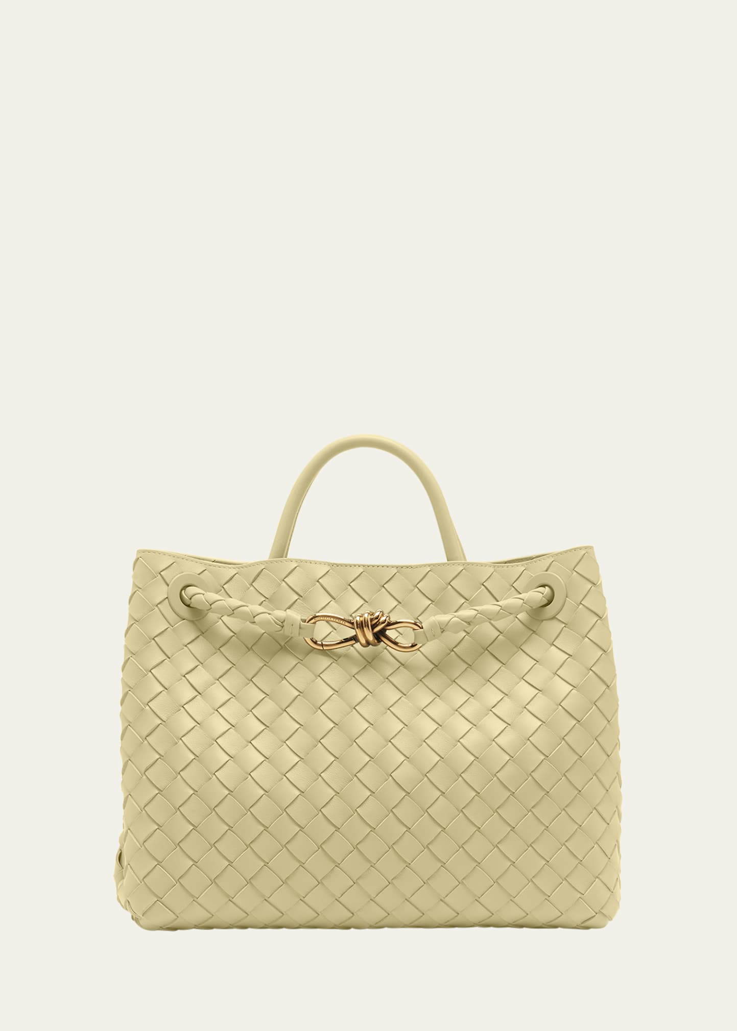 Bottega Veneta Andiamo Small Cream Bag In Camo-m Brass