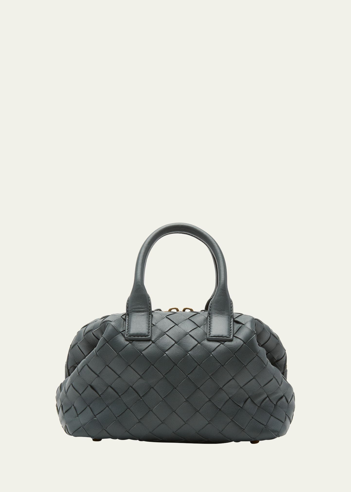 Bottega Veneta Mini Leather Bauletto Tote Bag In Slate-muse Brass
