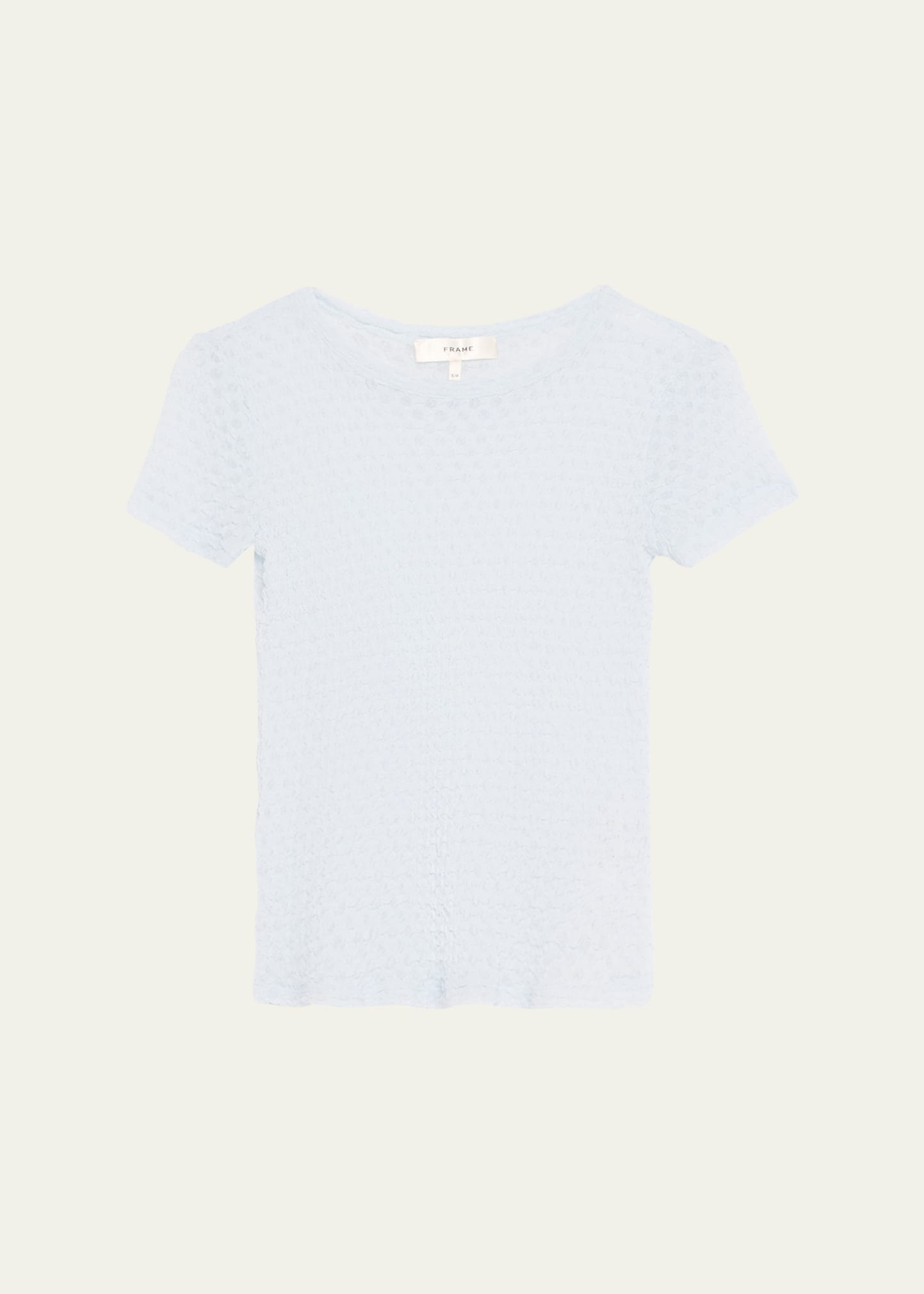 Frame Mesh-lace Crewneck Baby Tee In Blue