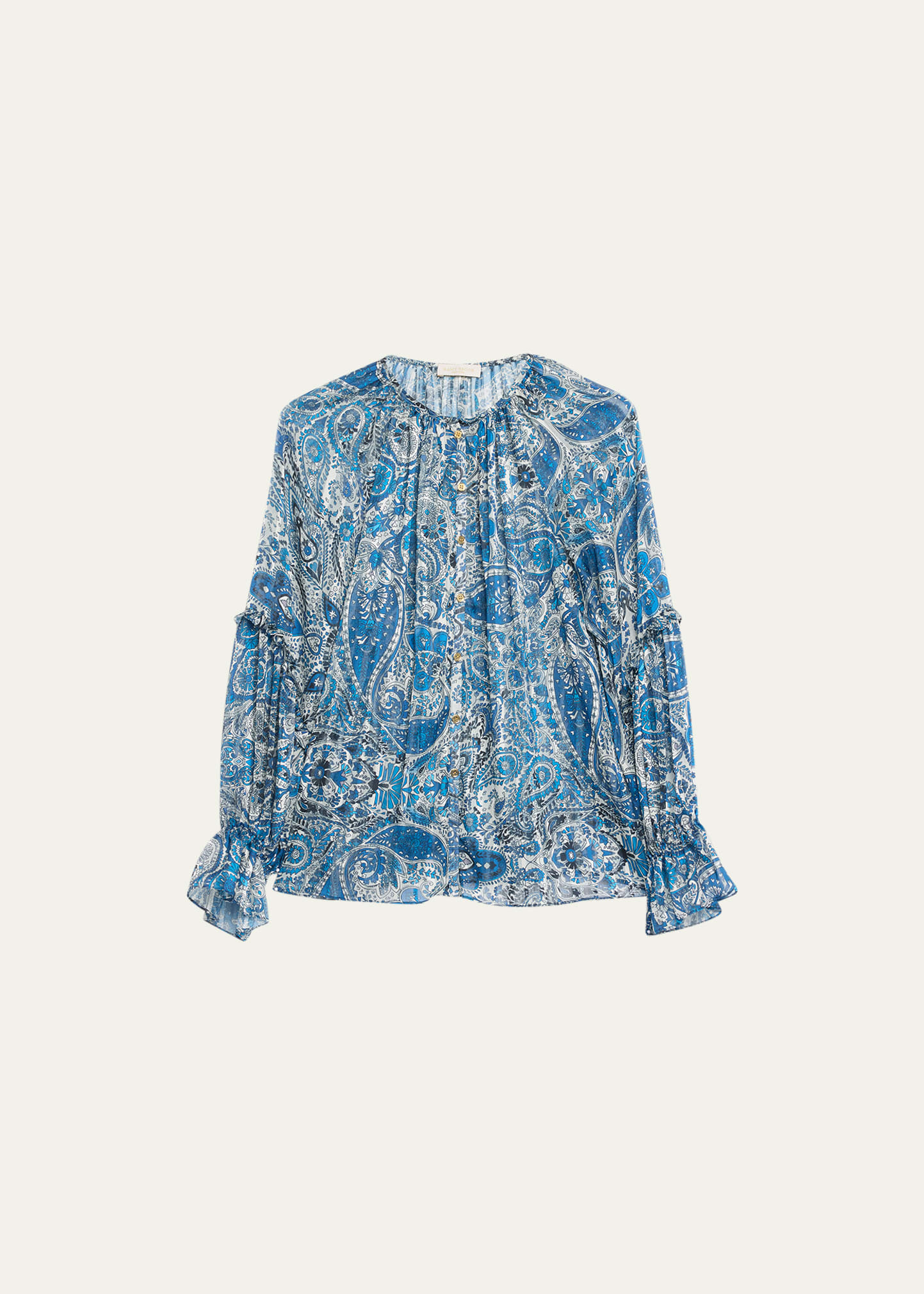 Shop Ramy Brook Aria Paisley-print Blouse In True Blue Vintage