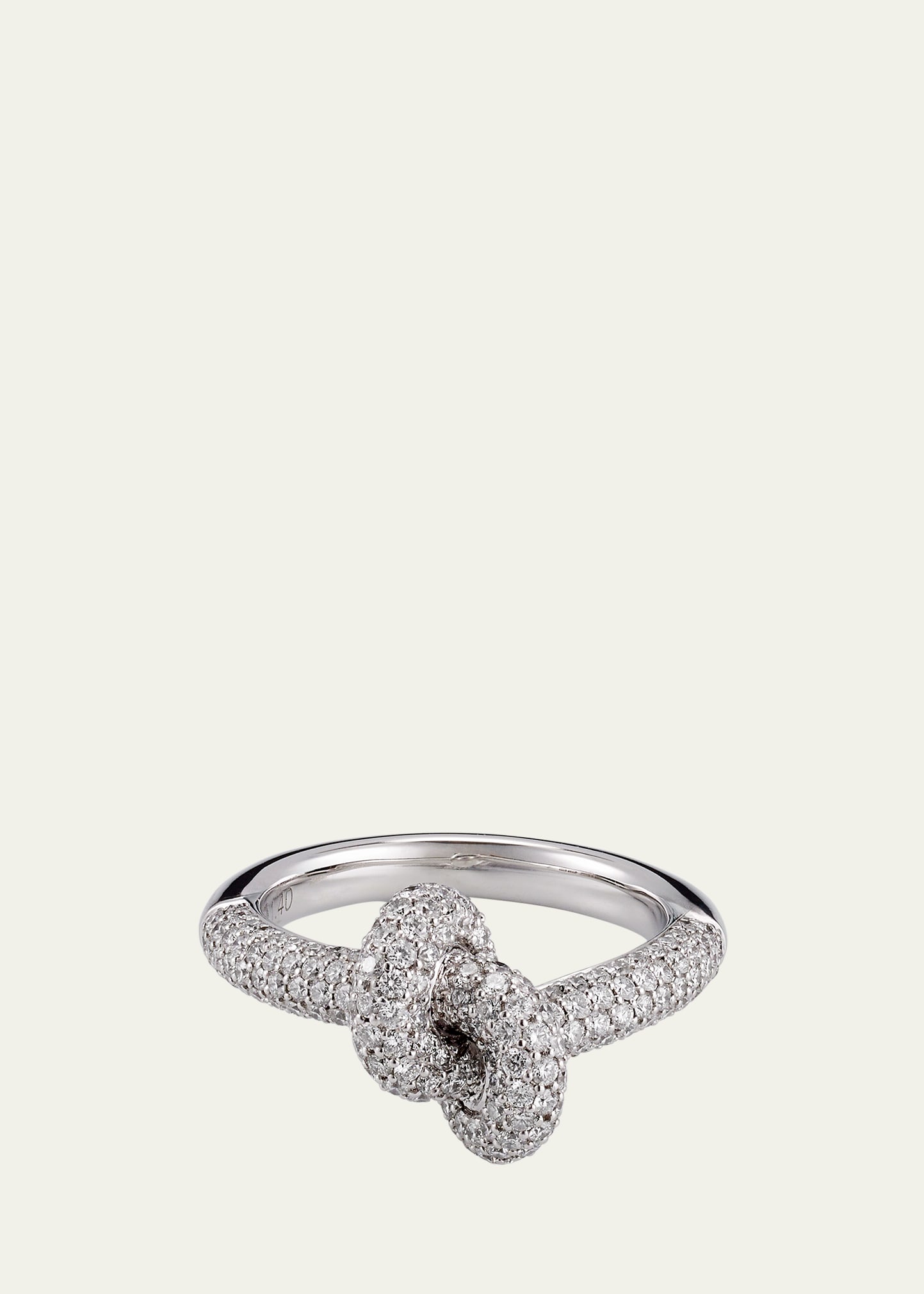 18k White Gold Tight Knot Ring with Diamonds