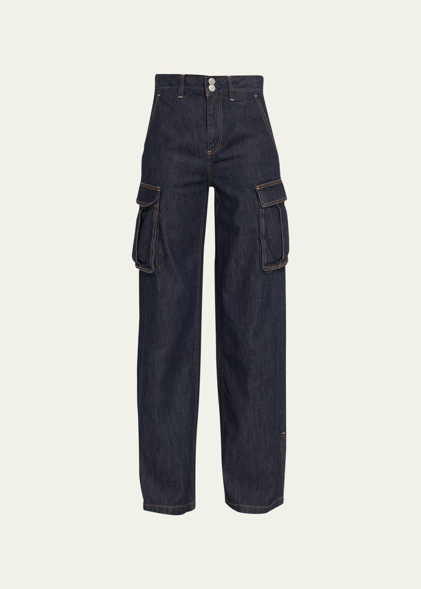 Alice + Olivia Kal Baggy Cargo Side-Slit Jeans