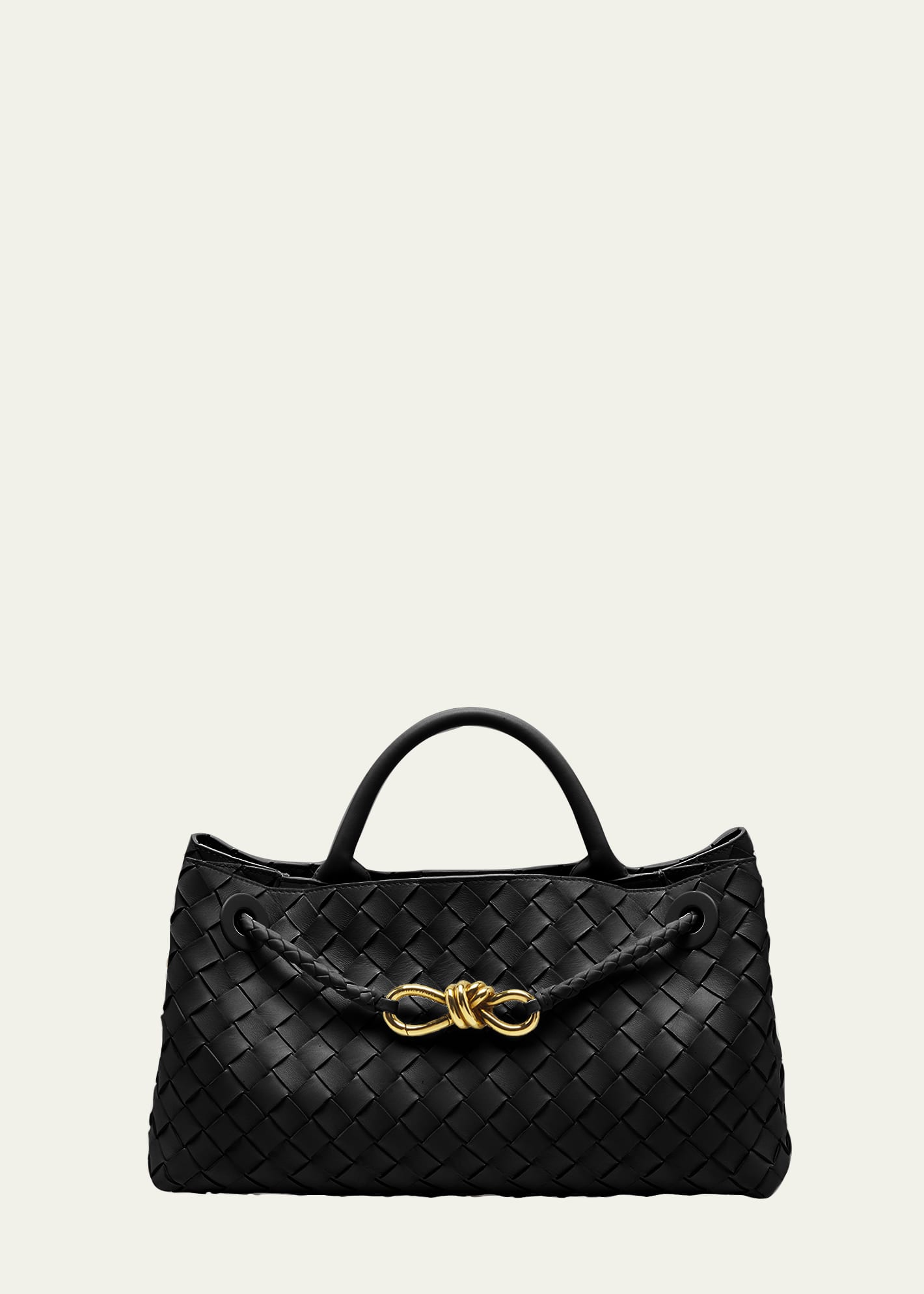 Bottega Veneta Andiamo Small Intreccio Top-handle Bag In 1139 Black-m Bras