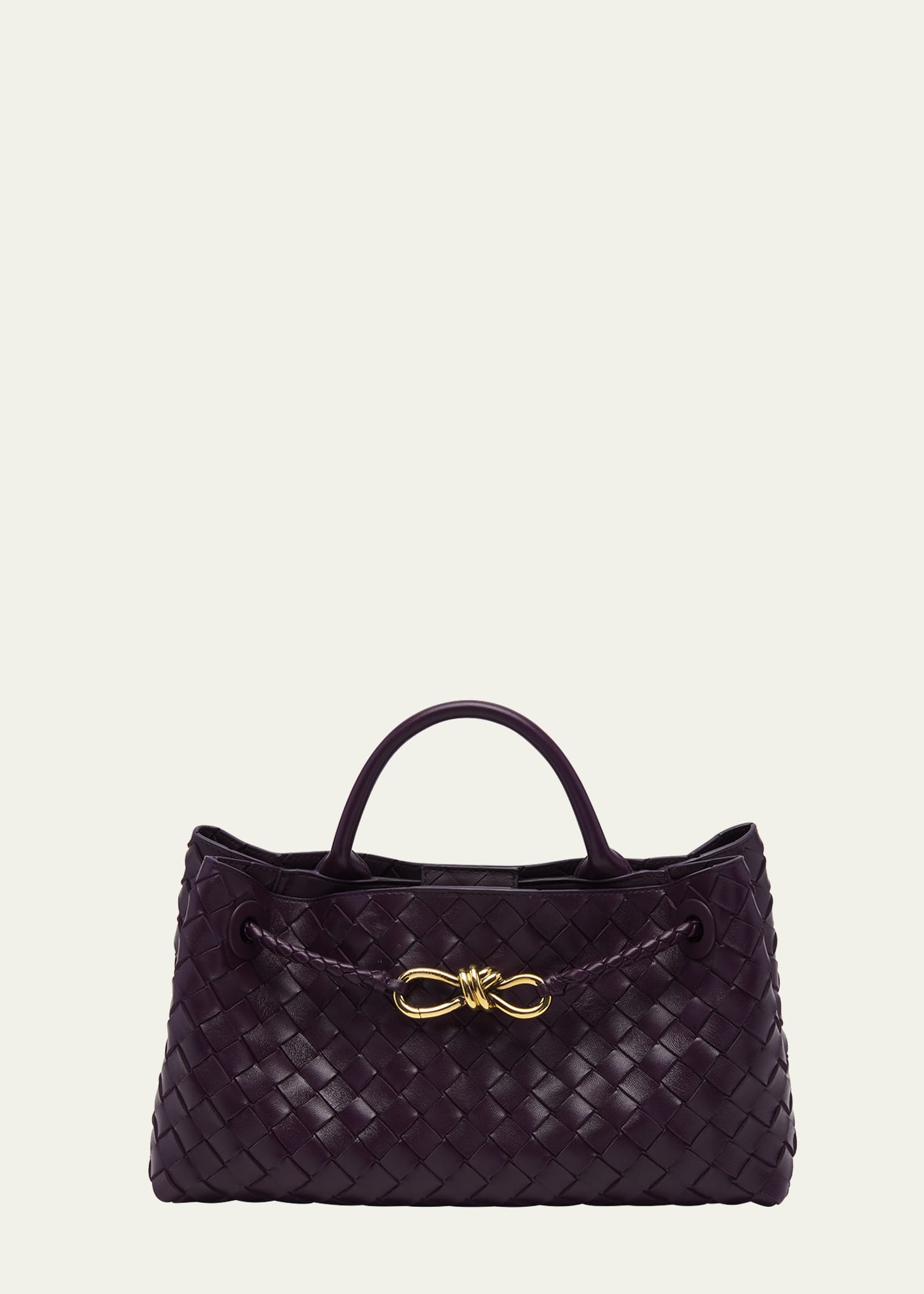 Bottega Veneta Andiamo Small Intreccio Top-handle Bag In 6193 Dark My-m Br