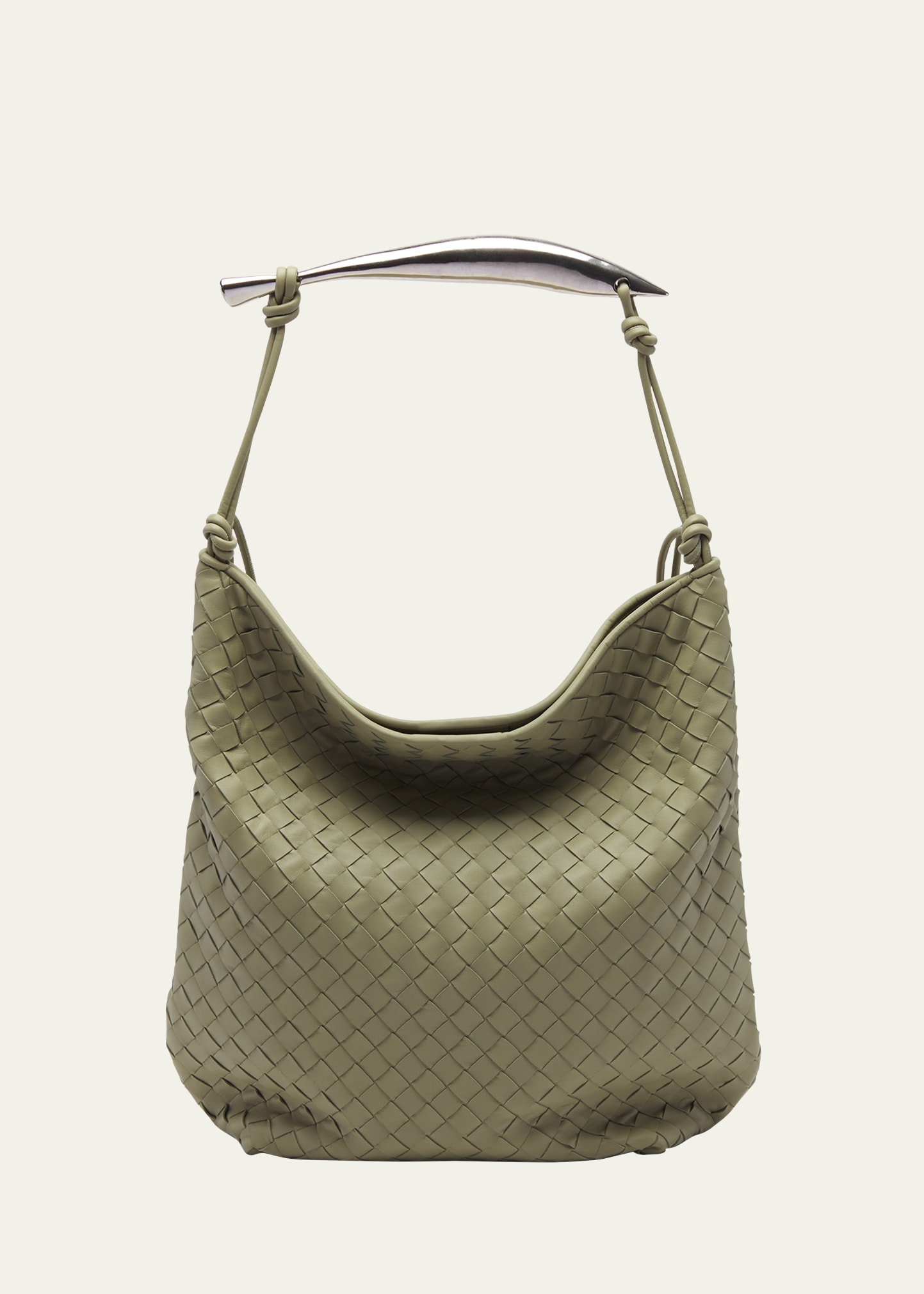 Bottega Veneta Sardine Large Intrecciato Leather Hobo Bag In 2983 Travertine