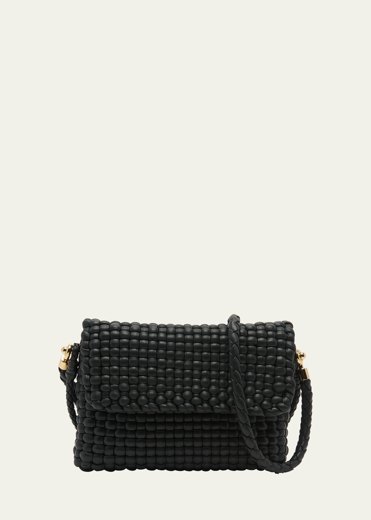 Bottega Veneta Swing Intreccio Flap Shoulder Bag In 3415 Inkwell-m Br