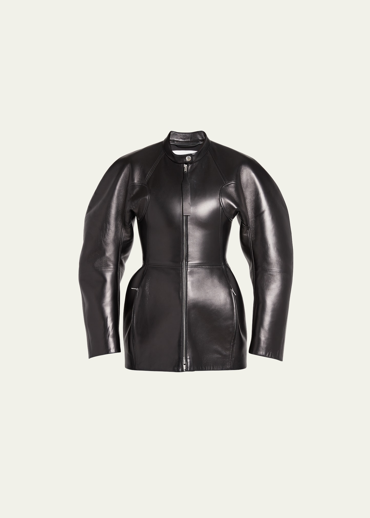Jil Sander Circle-cut Leather Jacket In Black