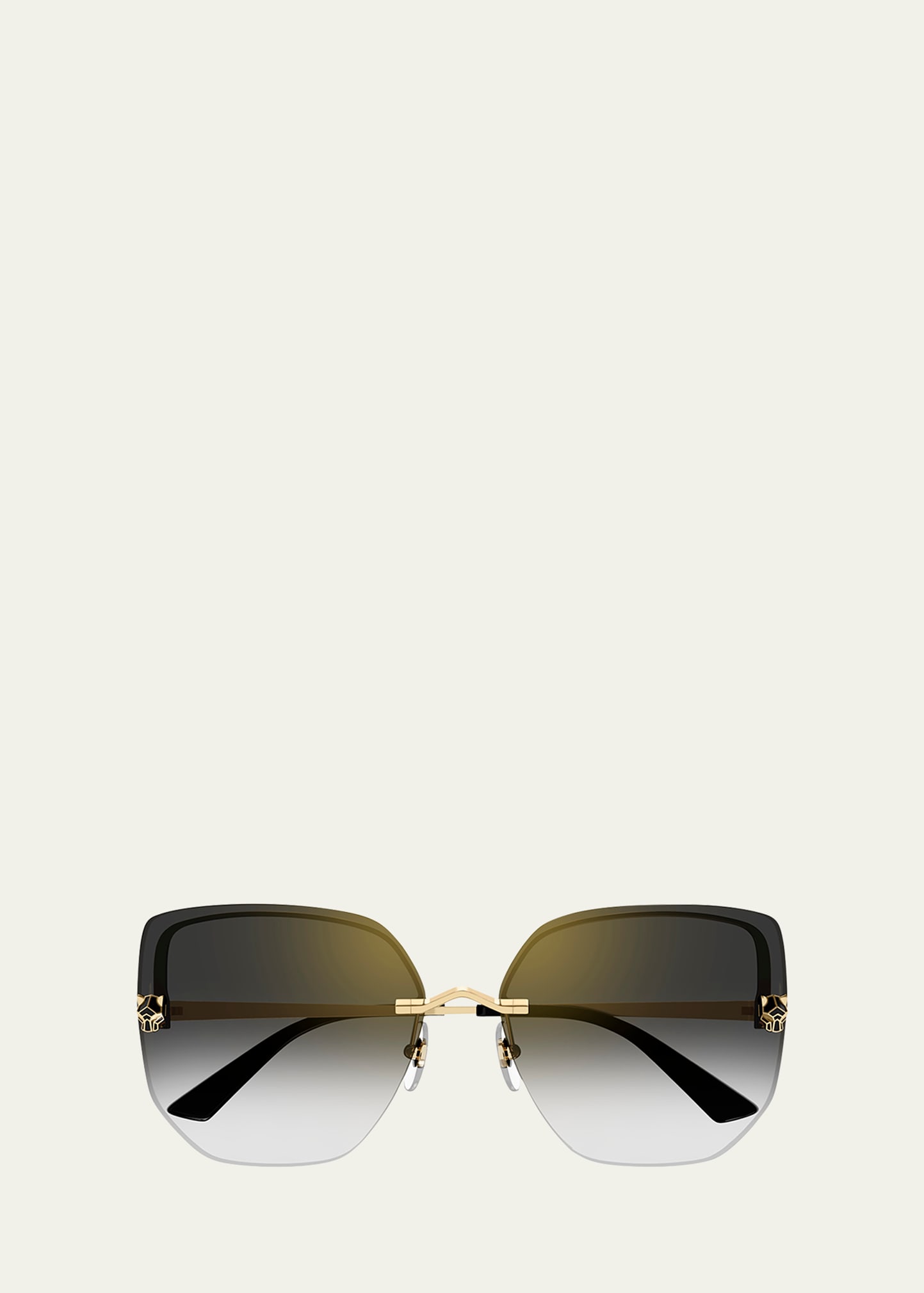 Cartier Panther Rimless Metal Alloy Butterfly Sunglasses In 001 Smooth Golden