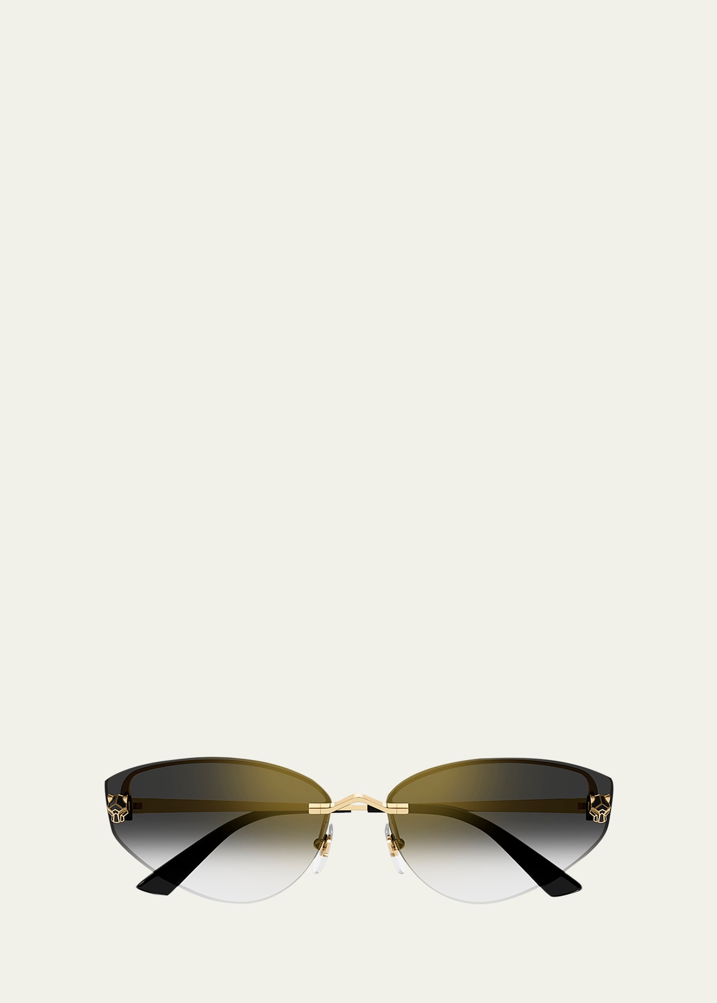 Cartier Rimless Panther Metal Alloy Cat-eye Sunglasses In Multi