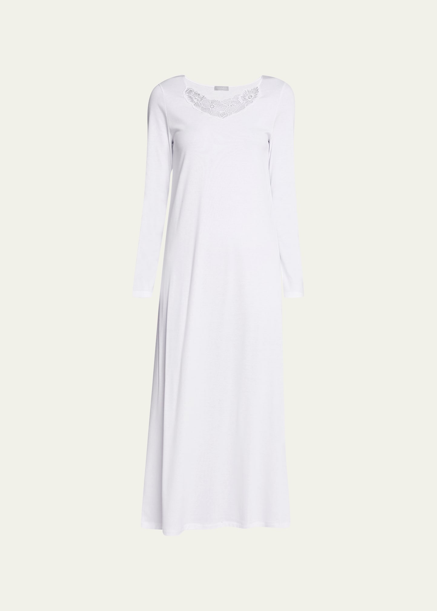 Hanro Naila Lace-trim Cotton Nightgown In White