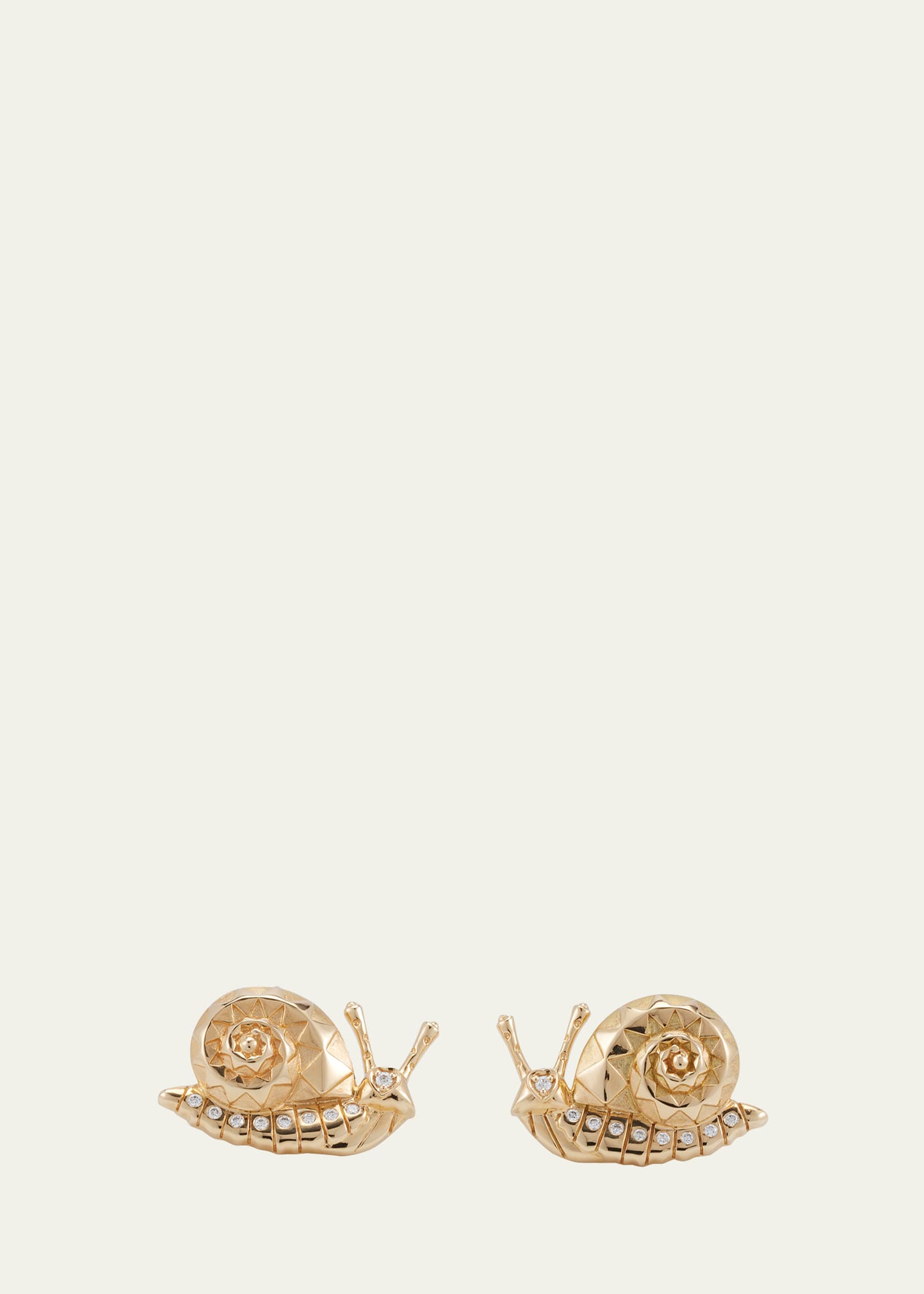 Snail Stud Earrings with Diamonds