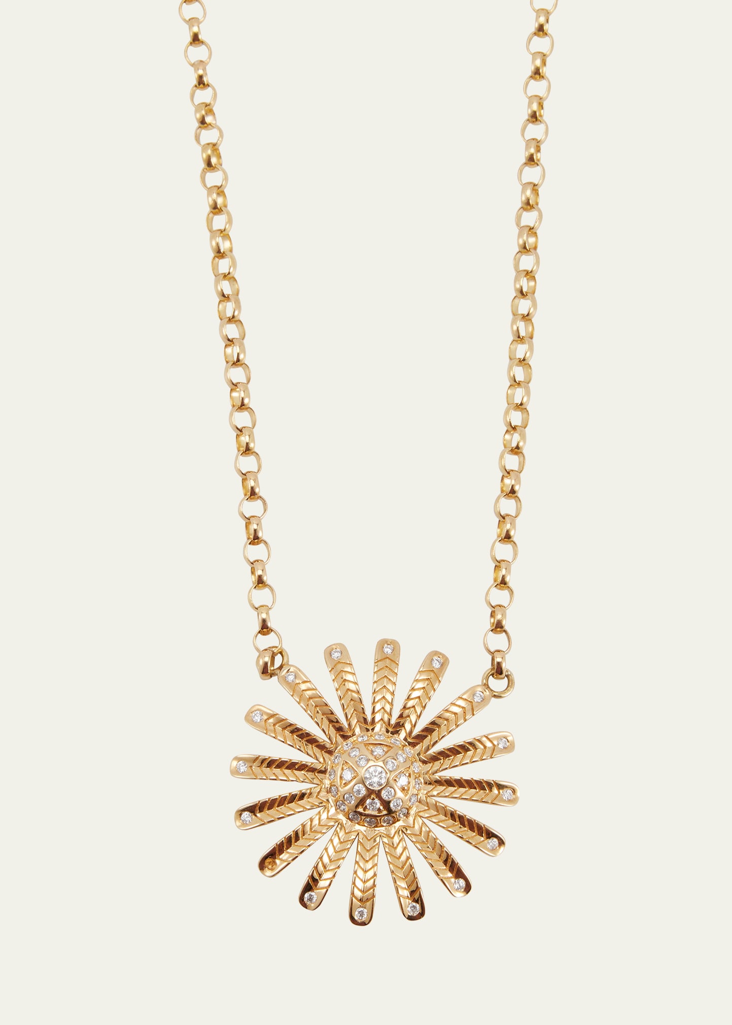 Harwell Godfrey Mini Sunflower Necklace With Diamond Center In Yg