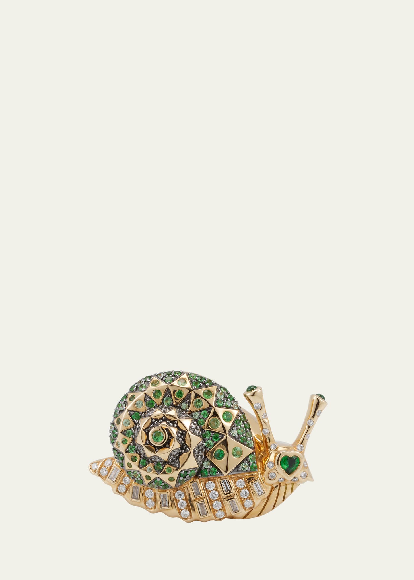 Snail Statement Ring with Tsavorite and Diamonds