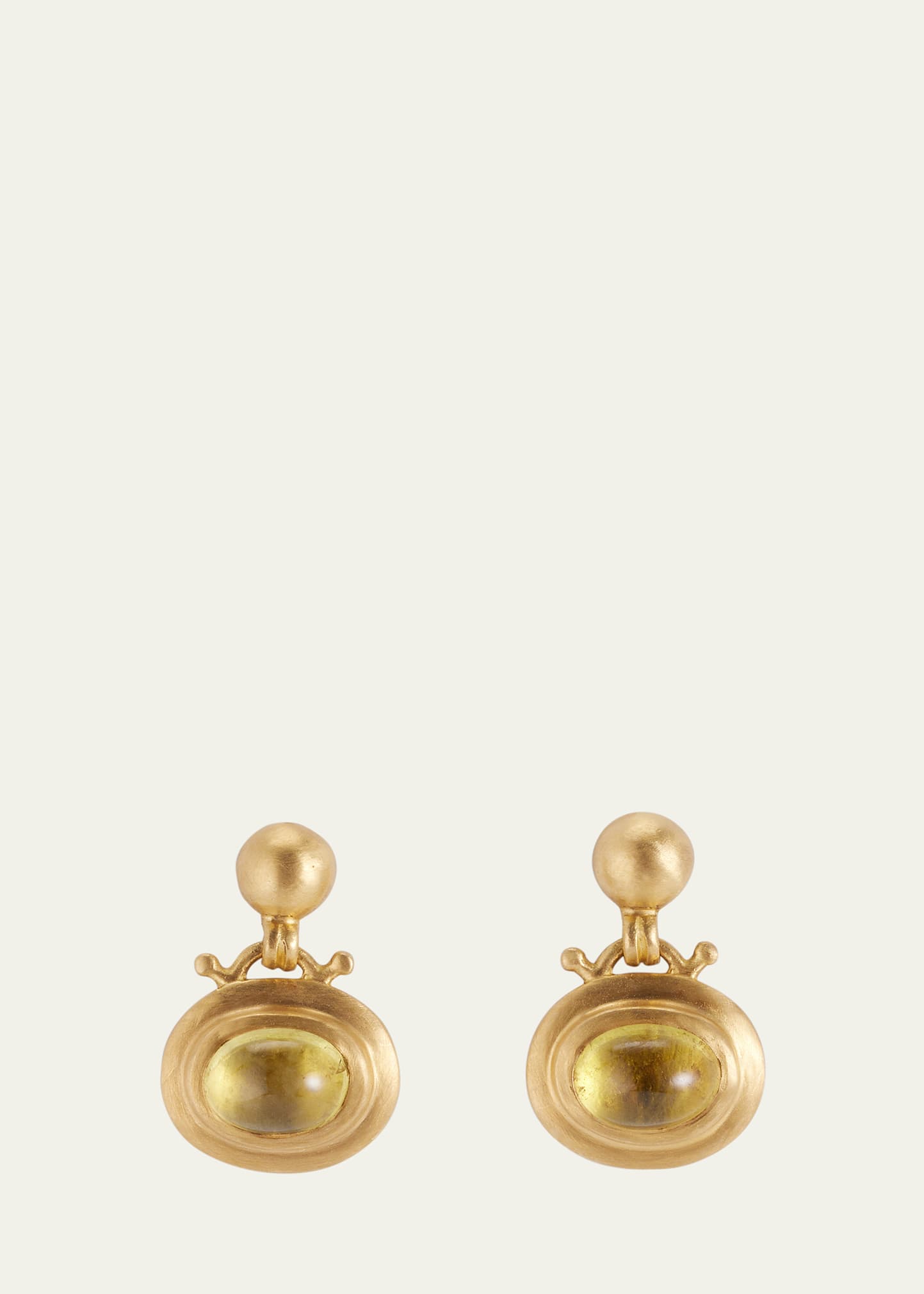 Prounis Jewelry 22k Small Yellow Tourmaline Bell Drop Earrings