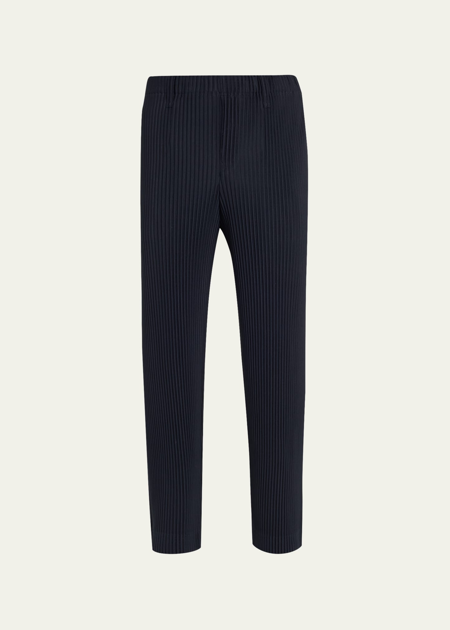 Men's Pleated Polyester Straight-Leg Pants