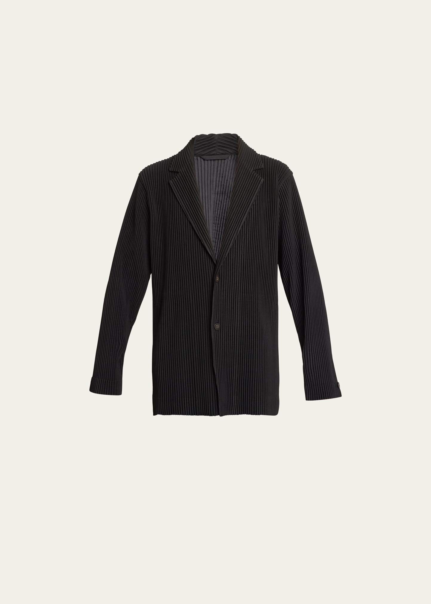 Shop Issey Miyake Men's Pleated Polyester Basic Sport Jacket In Black
