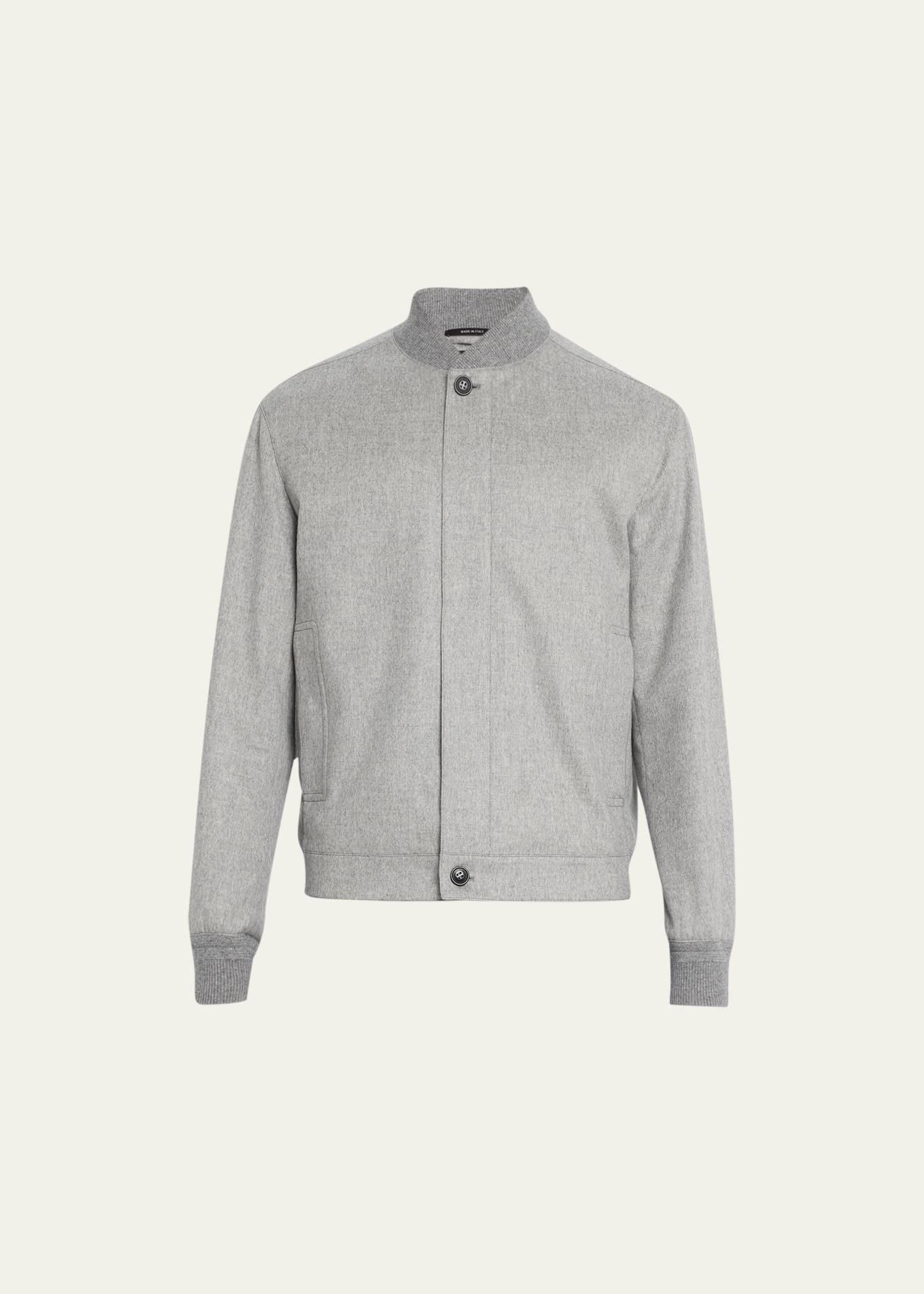 Men's Cashmere Concealed-Zip Blouson Jacket