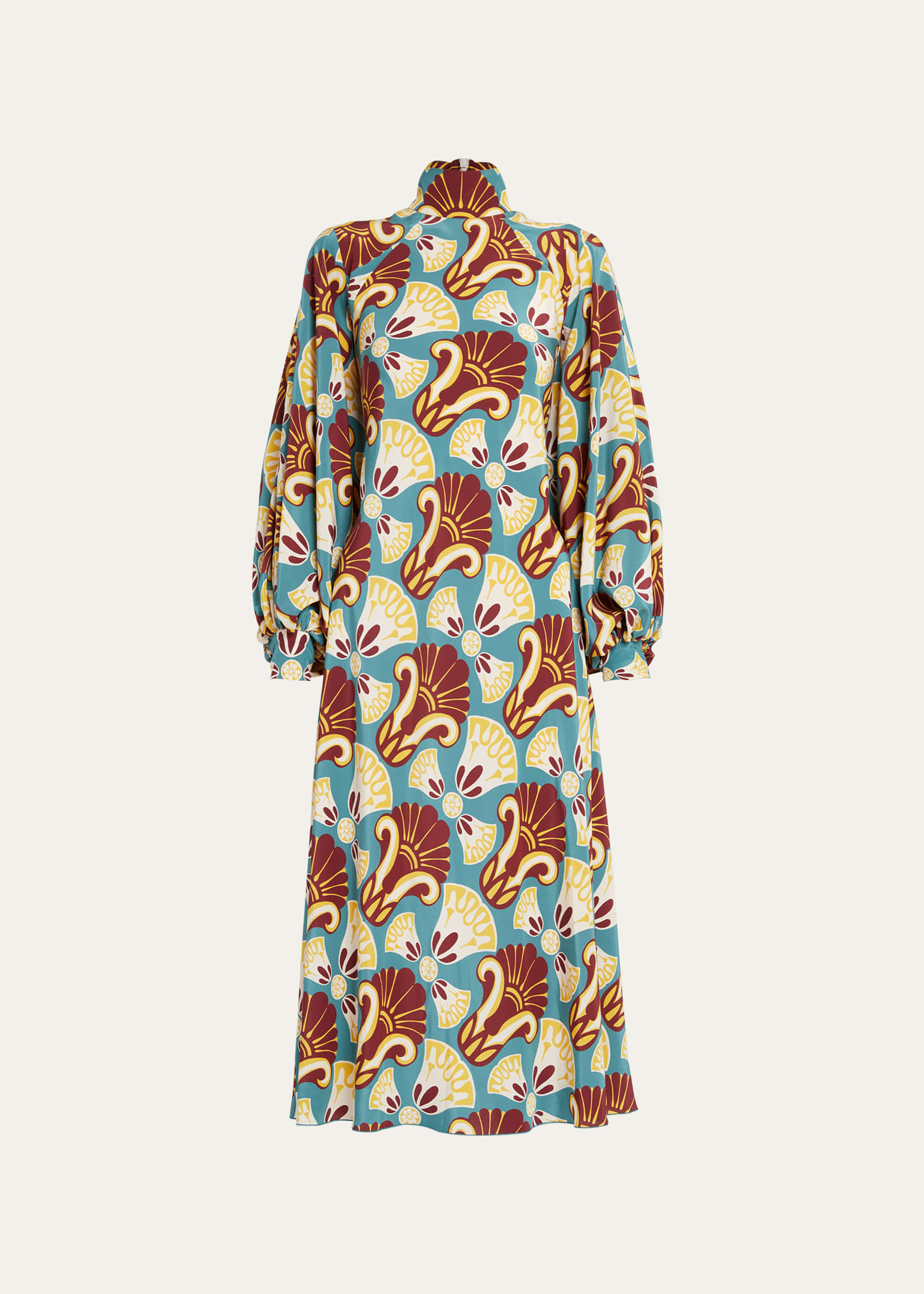 La Doublej Medici Printed Midi Dress In Light Blue