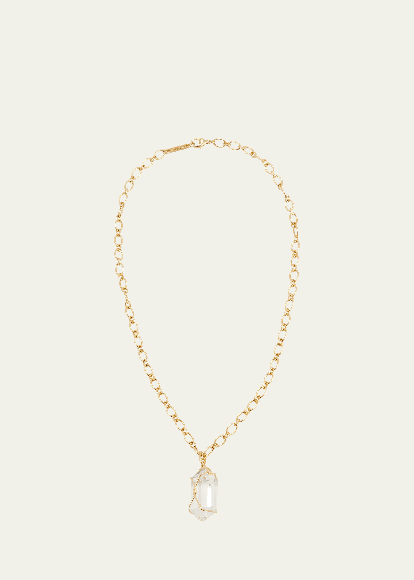 18K Gold and Rock Crystal Herkimer Pendant Necklace