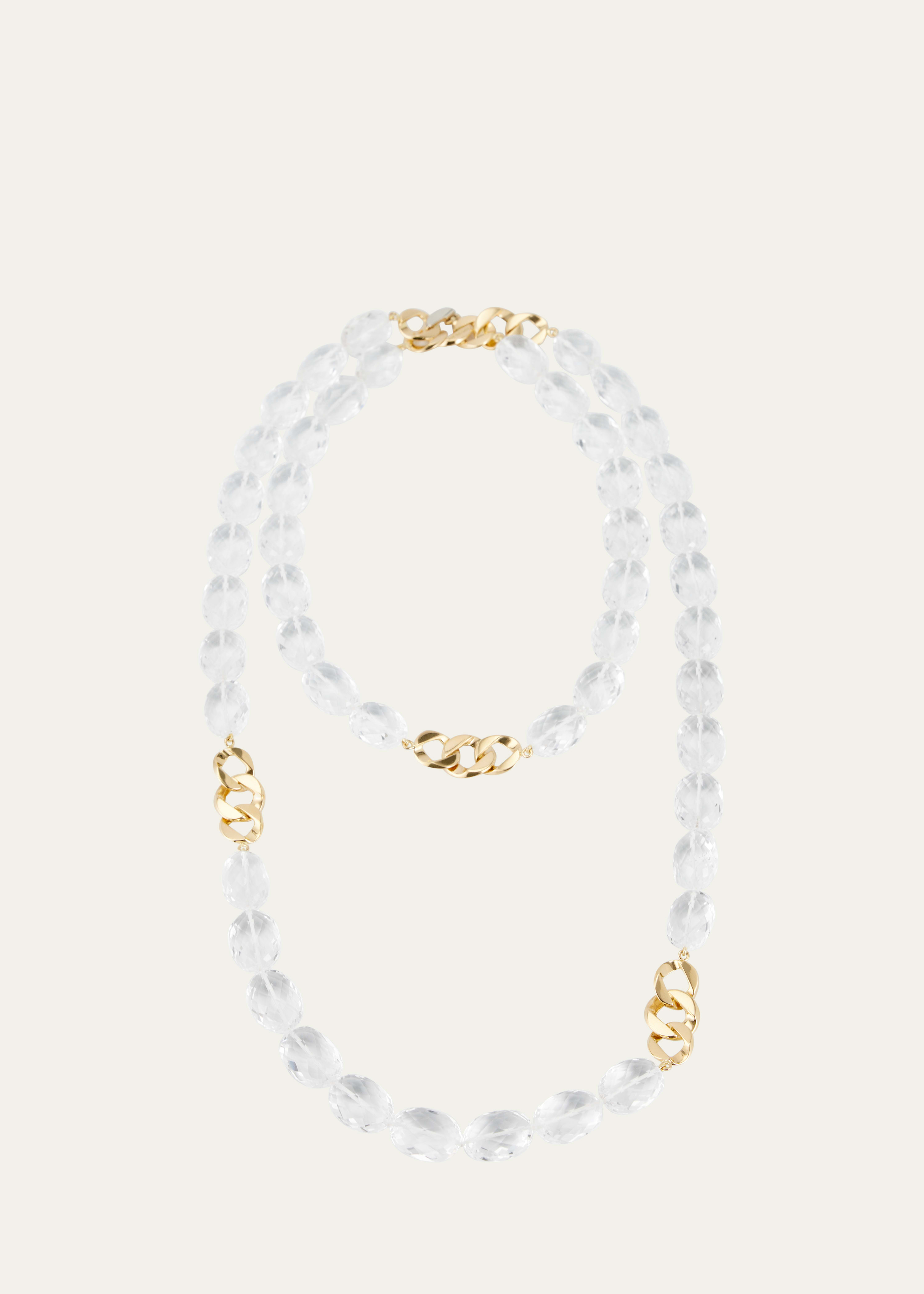 18K Yellow Gold Curb-Link and Rock Crystal Necklace