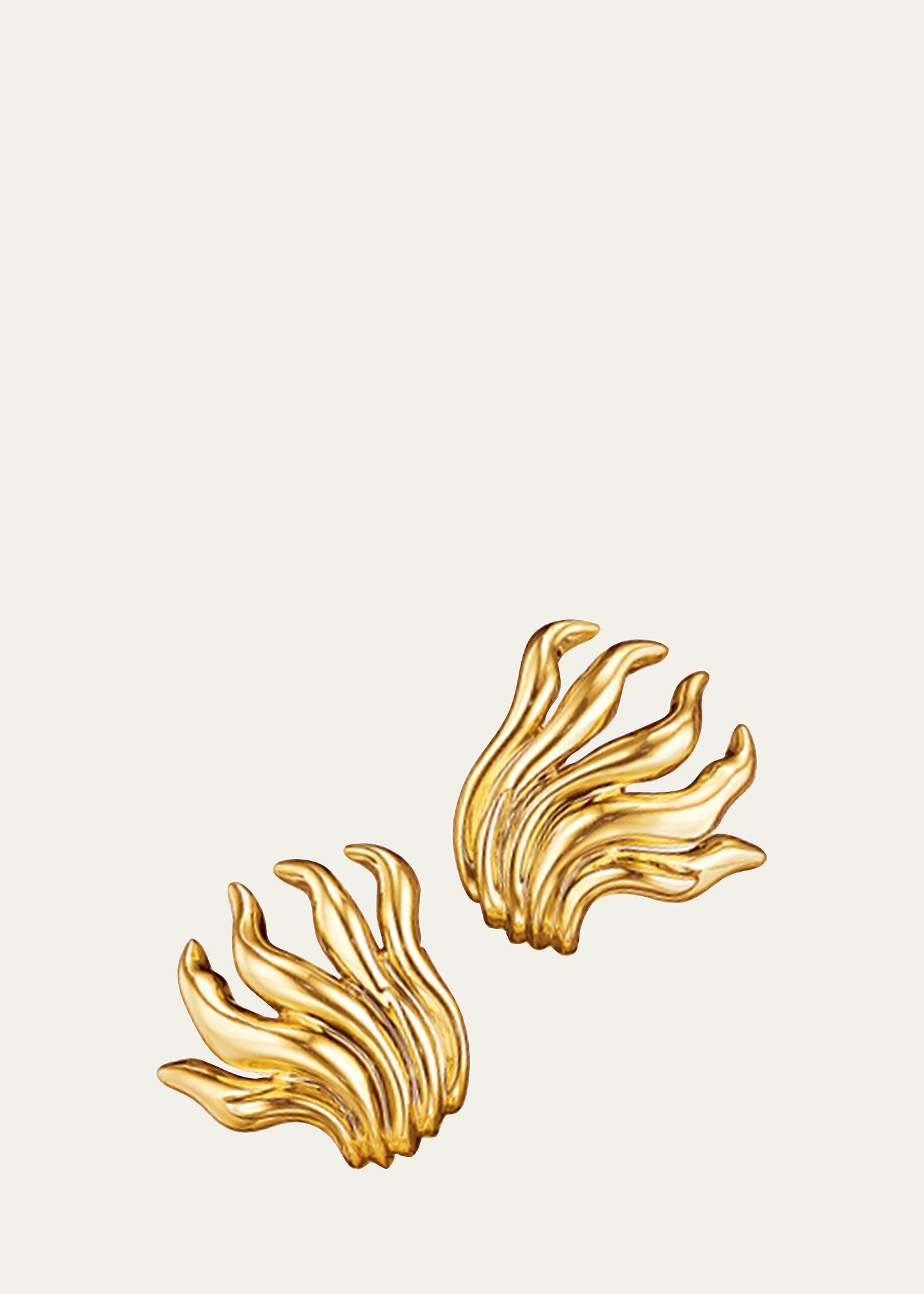 18K Yellow Gold Tendril Flame Earclips
