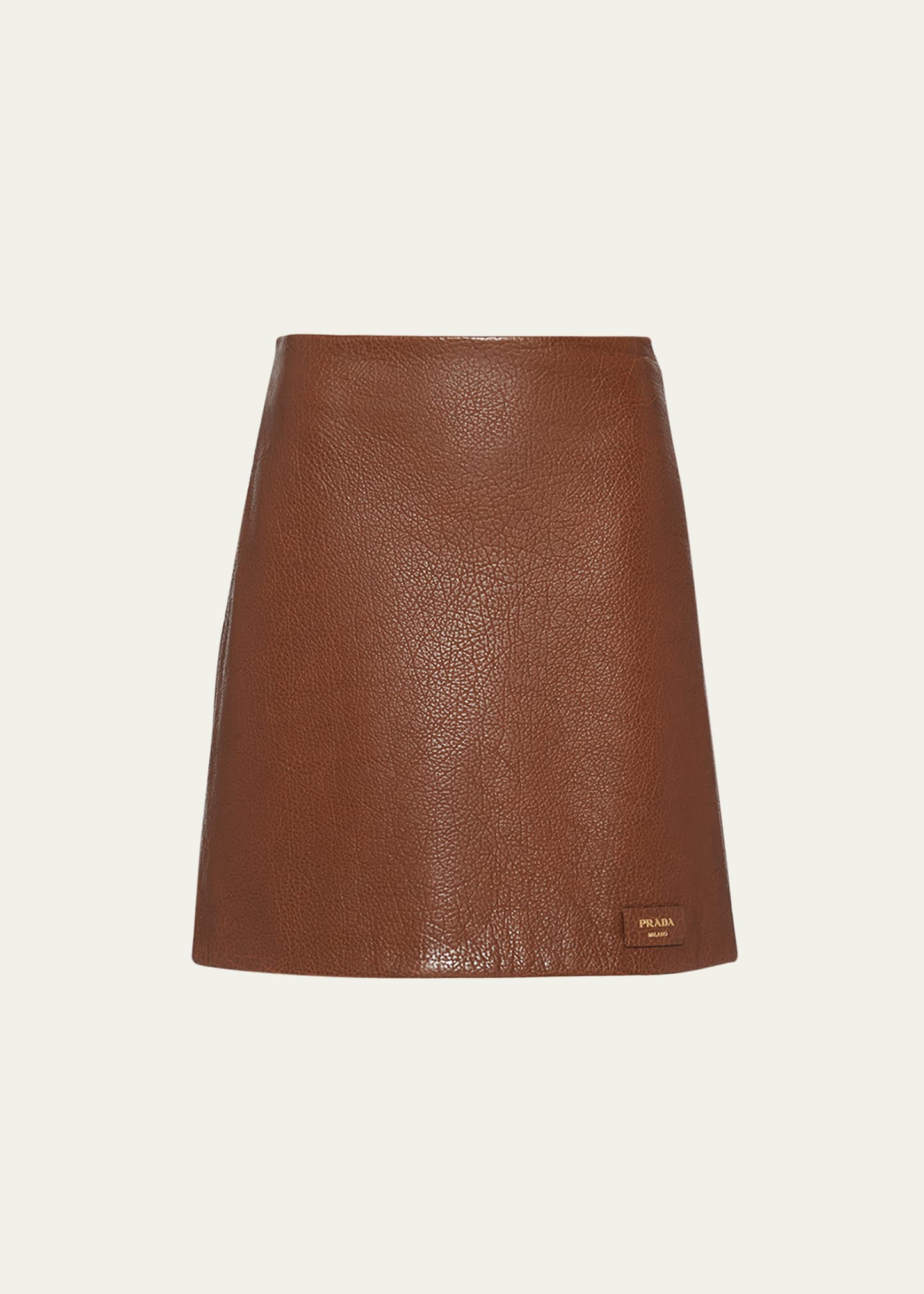Shop Prada Napa Leather Mini Skirt In F0324 Cacao