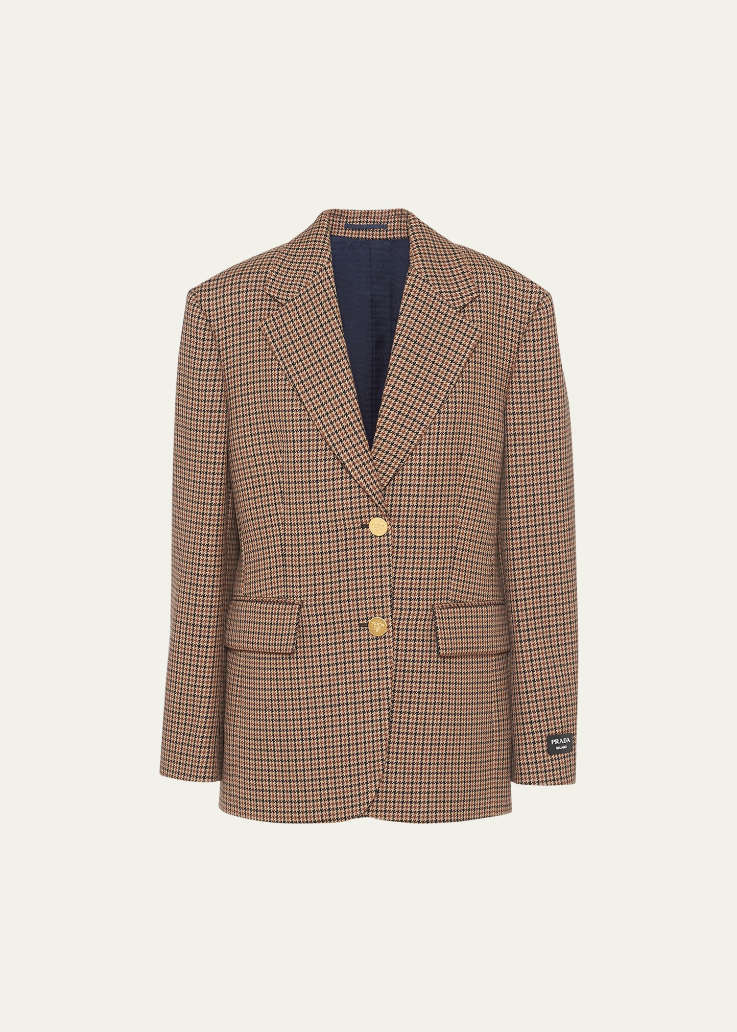 Prada Tobacco Check Single-breasted Jacket Women In F0005 Tabacco