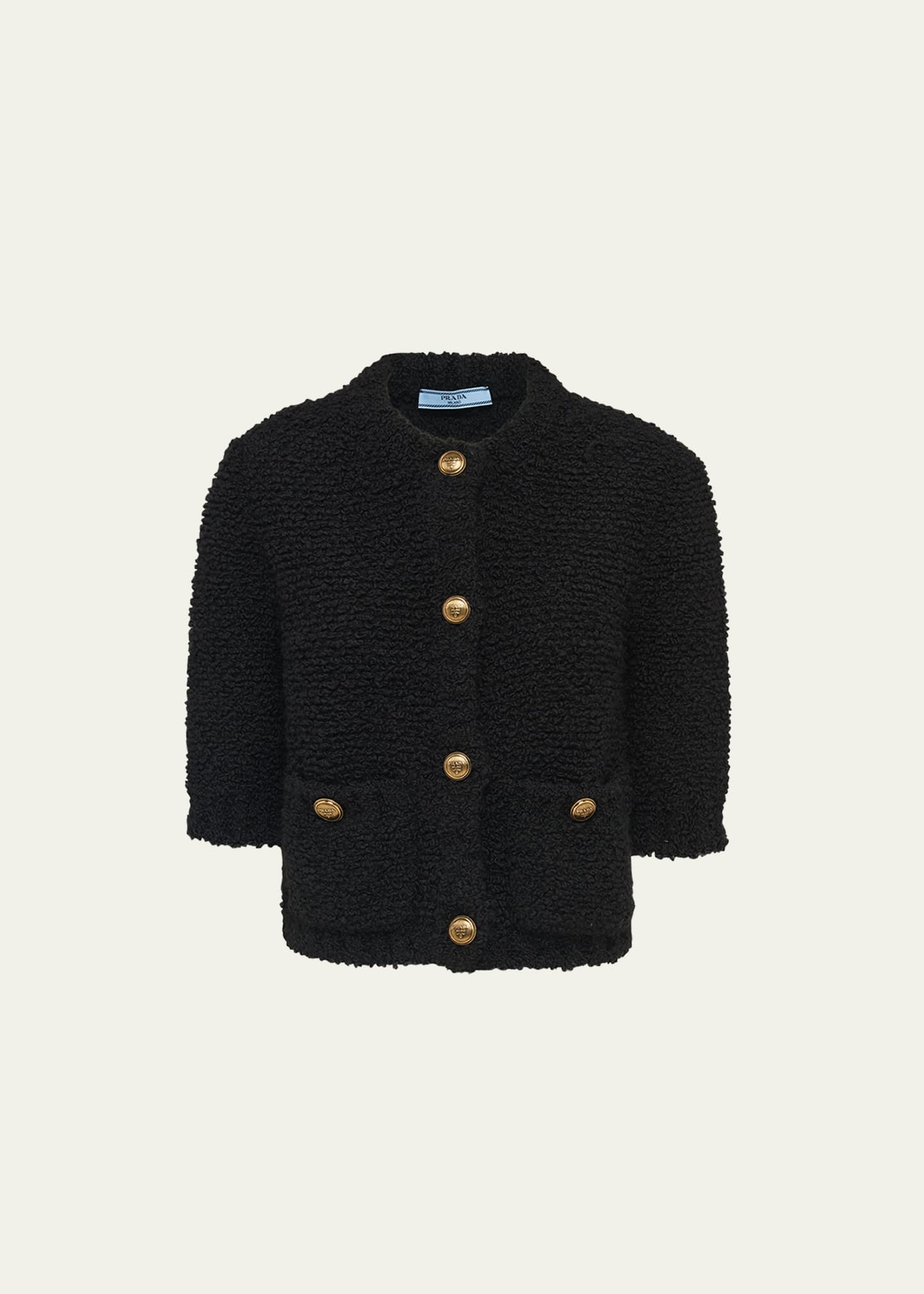 Prada Women's Bouclé Mohair Cardigan In F0009 Bianco