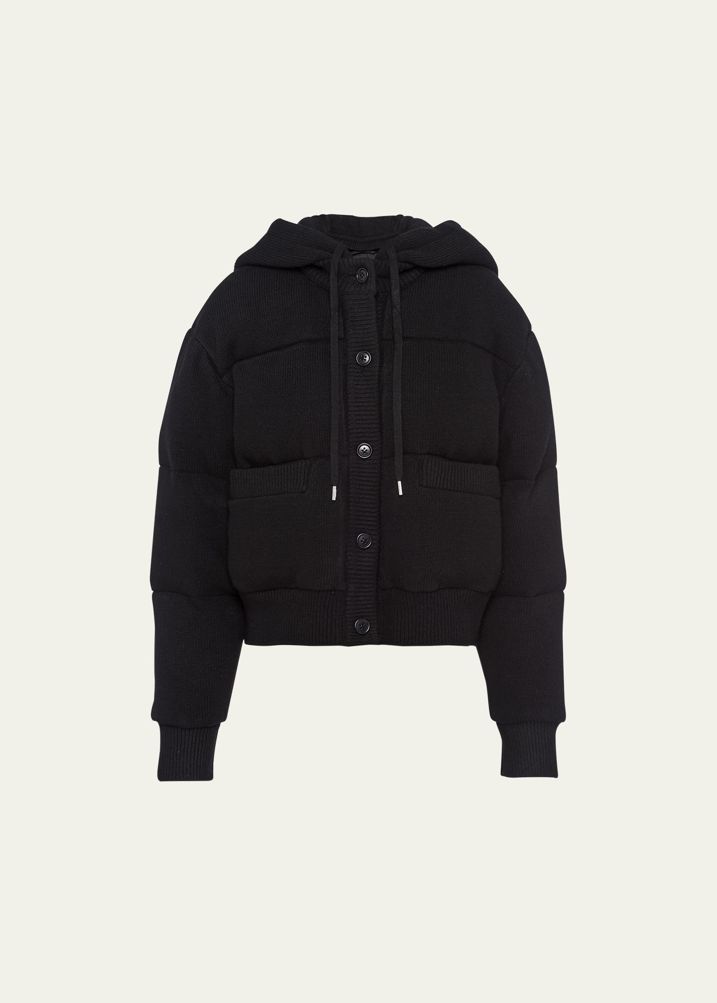 PRADA CASHMERE WOOL HOODED PUFFER