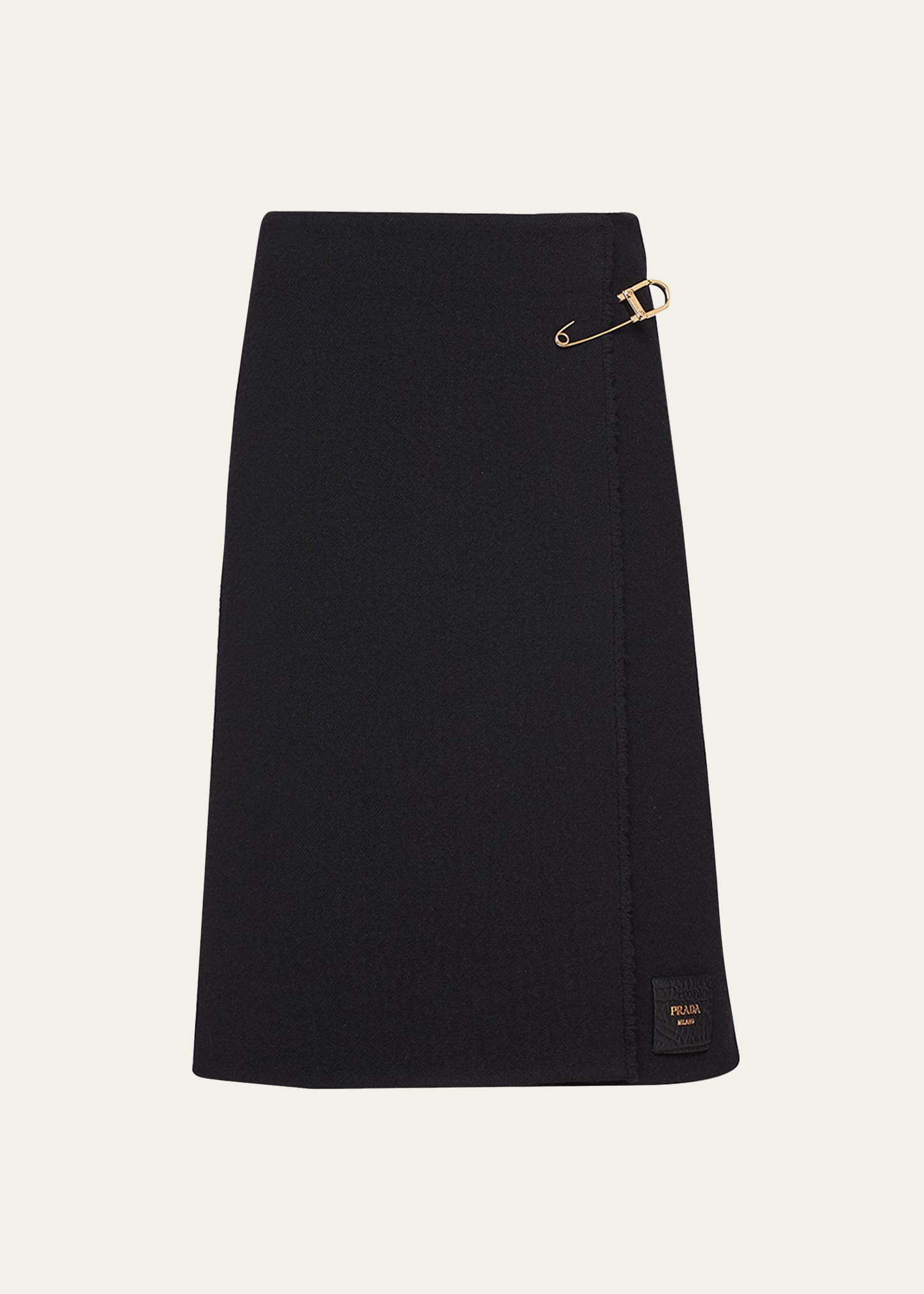 Shop Prada Washed Twill Safety-pin Knee-length Skirt In F0002 Nero